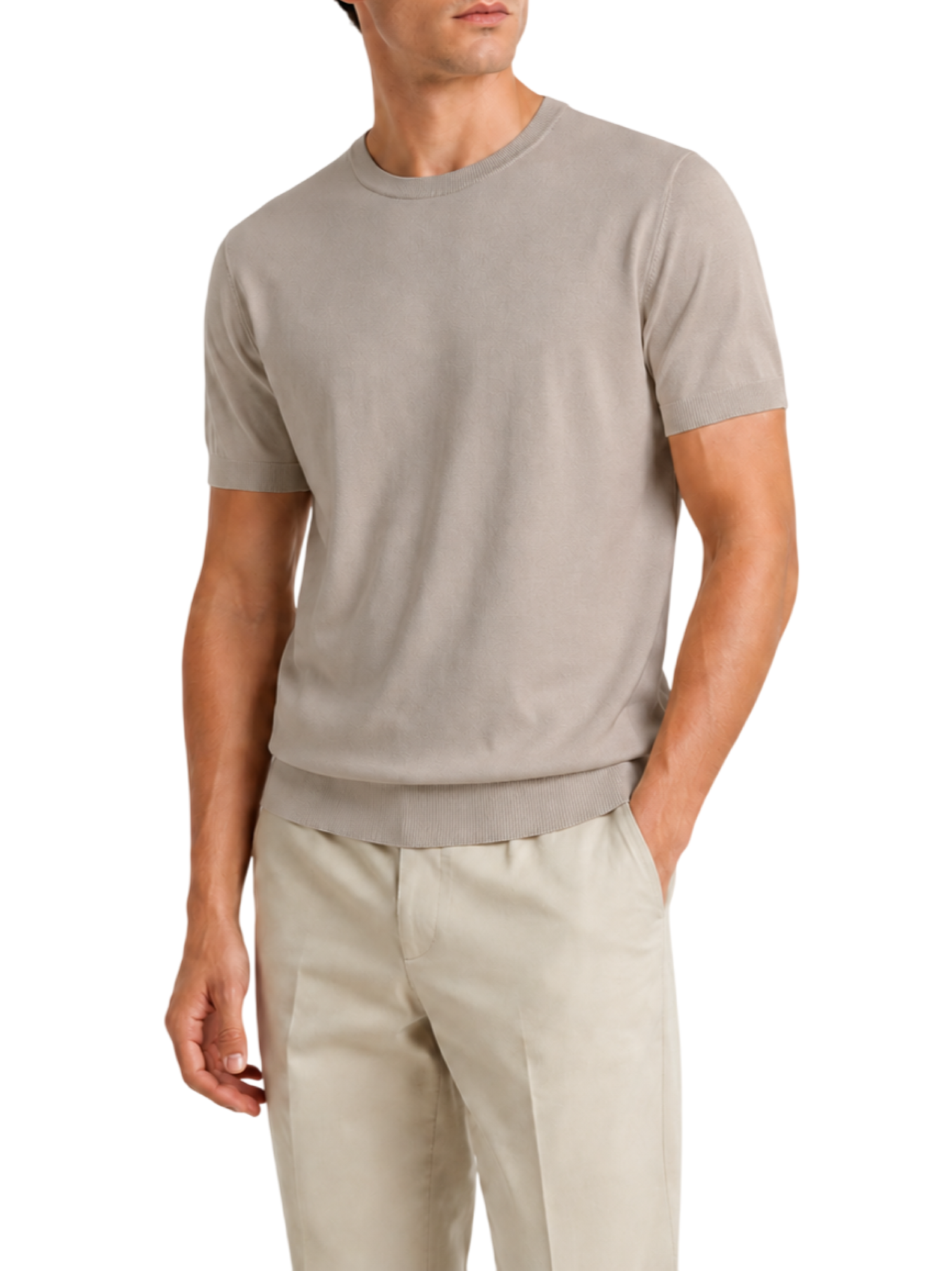 Opificio maglia uomo manica corta in cotone ecrù 661001 SAND Opificio 4.0 