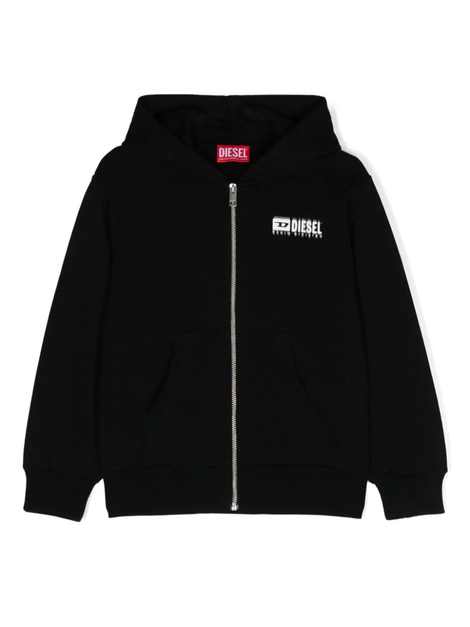 Diesel felpa con zip Svougzip con cappuccio nero J02039-KYAVF K900 DIESEL 