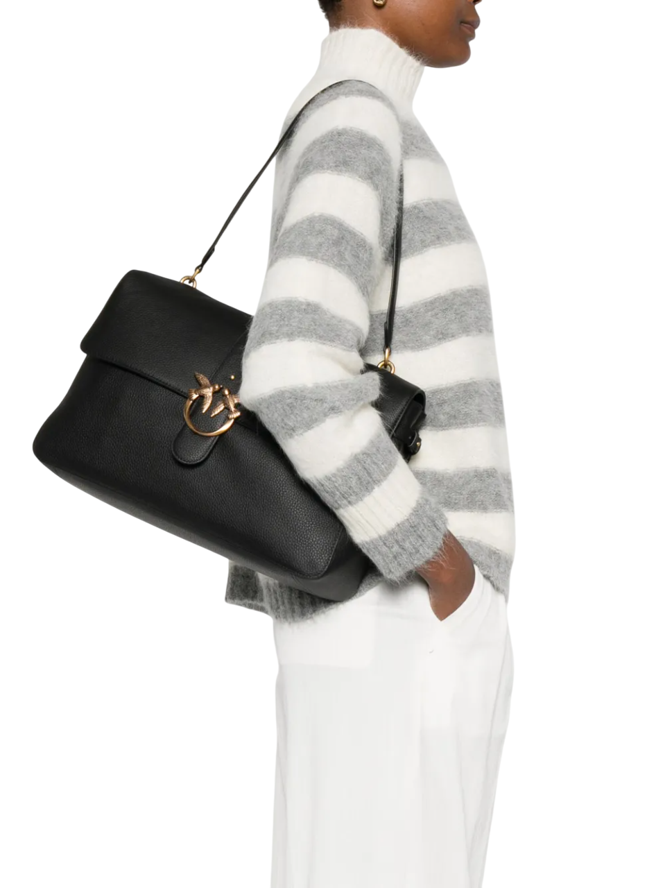 Pinko borsa Love One Extra Slouchy in pelle nero 105067-A2OX Z99Q PINKO 