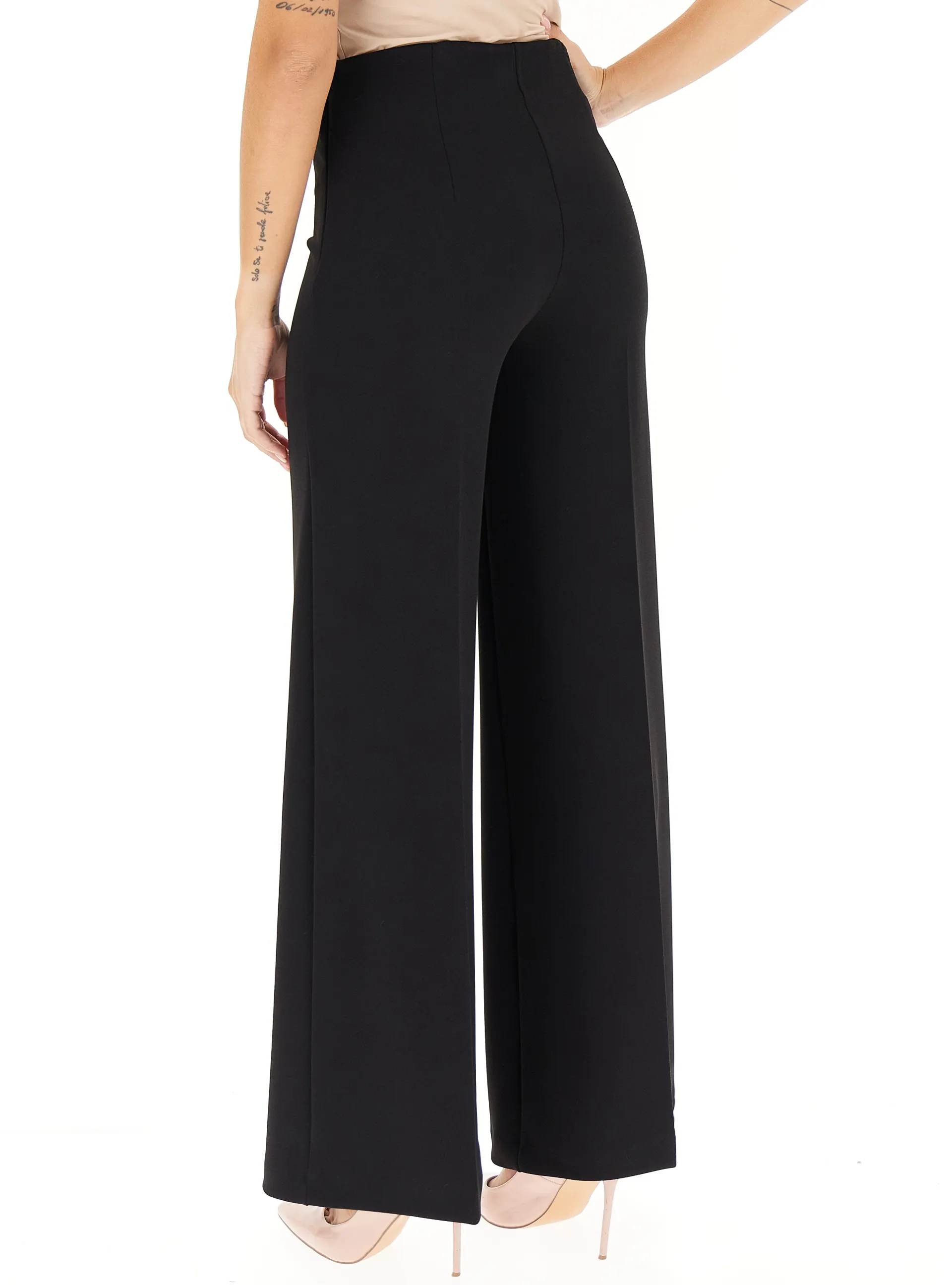 Vicolo pantaloni palazzo in crepe nero TF0356 NERO VICOLO 