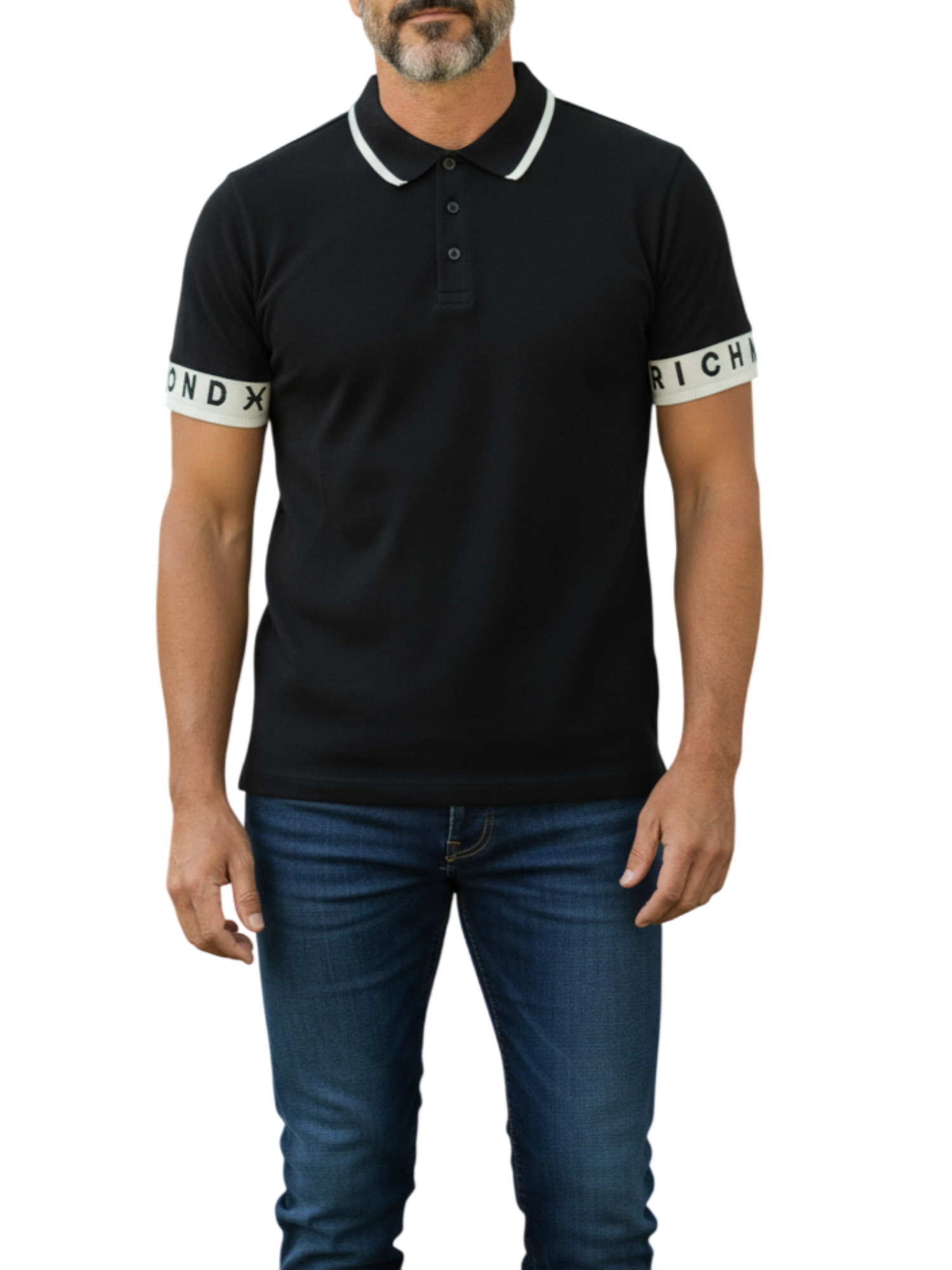 John Richmond polo uomo in maglia Haddik nero UMP26007PO BLACK John RICHMOND 