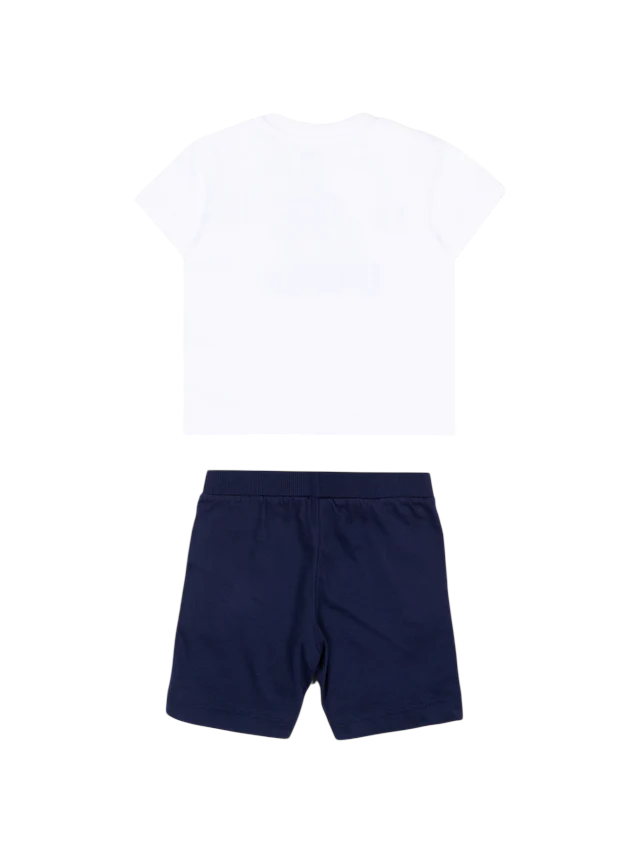 Moschino completo estivo neonato T-shirt e shorts bianco blu MXG00M-LAA17 83240 MOSCHINO 