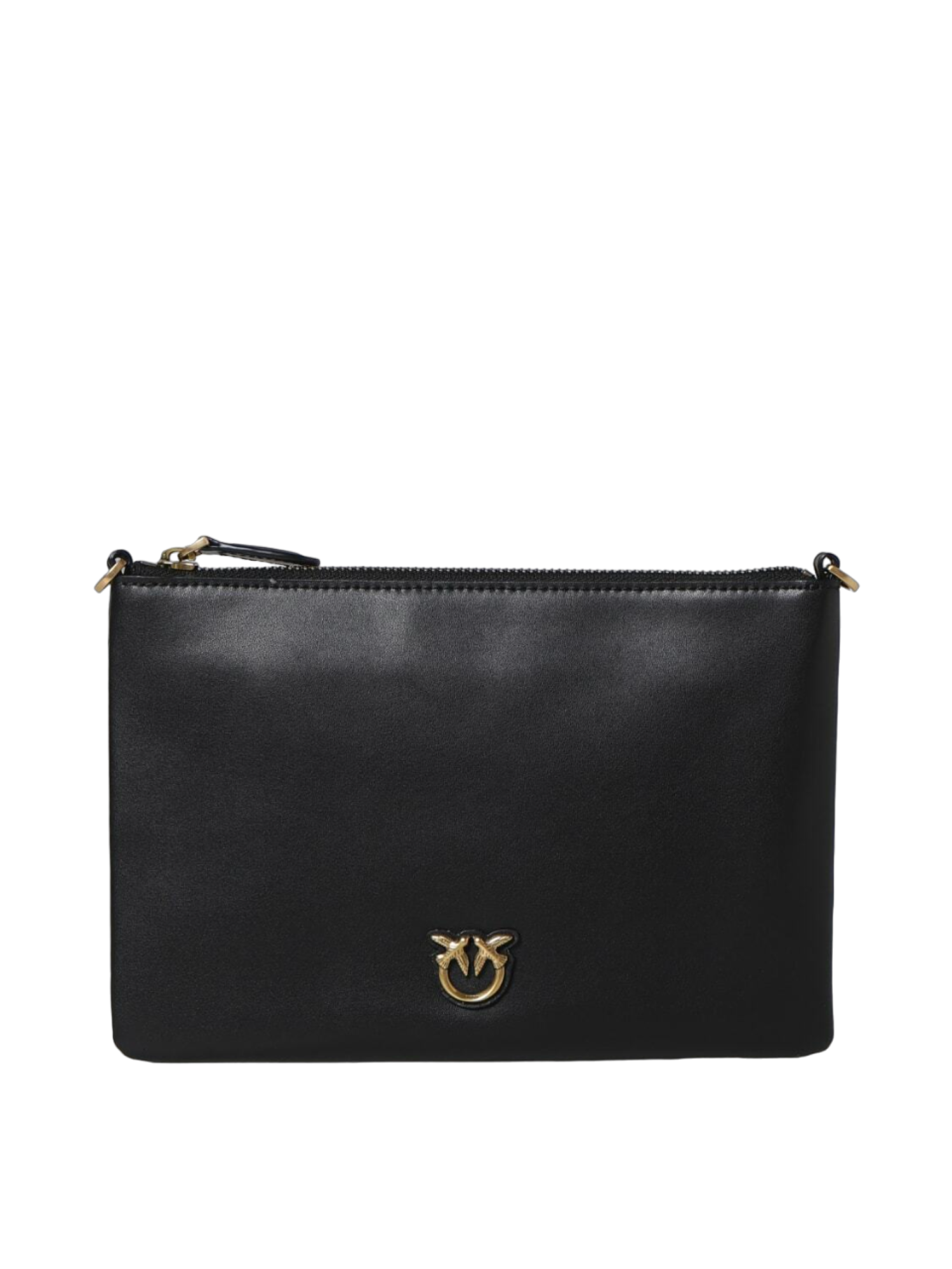 Pinko pochette Flat Classic in pelle con tracolla nero oro