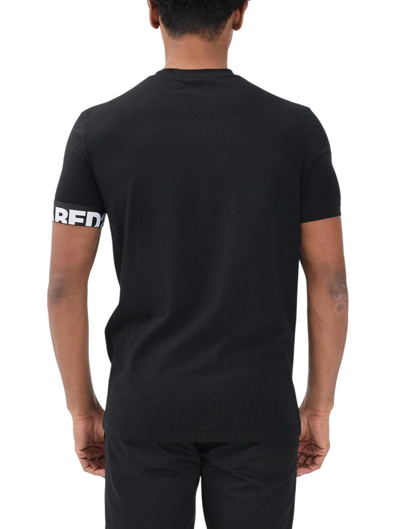 Dsquared2 T-shirt uomo manica corta con fascia logata nero bianco D9M3S6190 010 DSQUARED2 