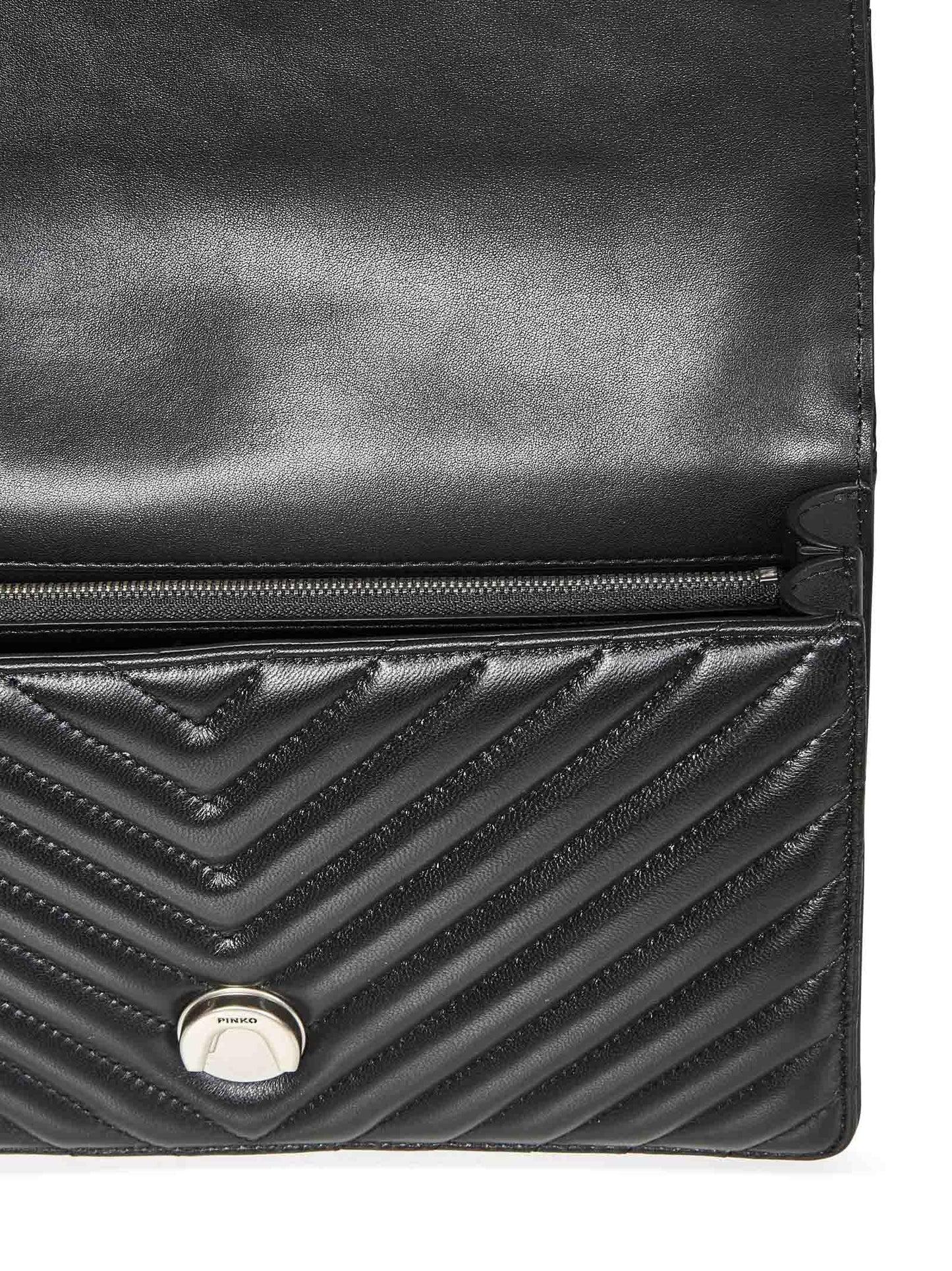 Pinko borsa Love Bag One Classic in pelle chevron nero argento 100941-A0GK Z99O PINKO 