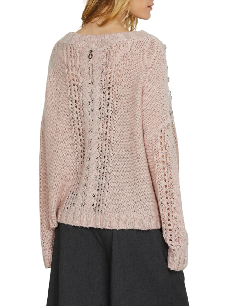 Relish maglia Serifo over con applicazioni gioiello rosa SERIFO 2407 RELISH 