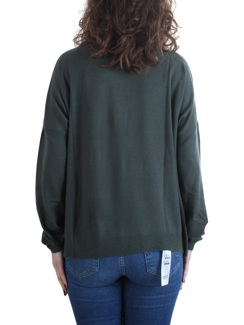 White Wise maglia dolcevita misto viscosa verde WW19009 VERDE BOSCO WHITE WISE 