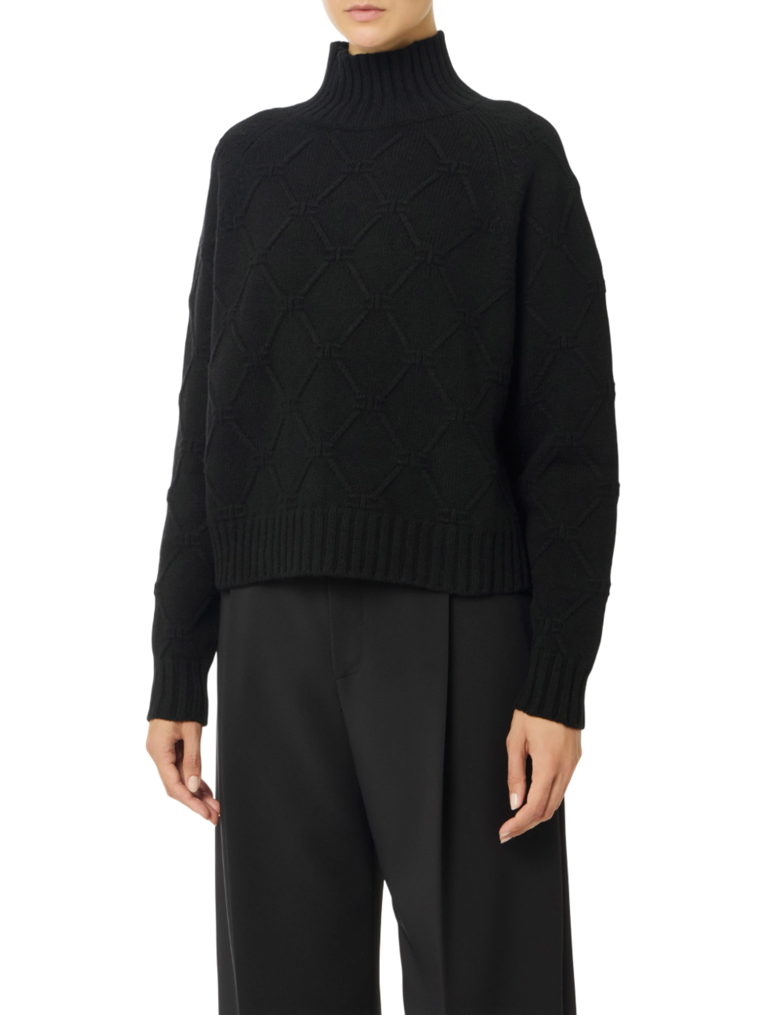 Elisabetta Franchi maglia dolcevita misto cashmere nero MK55T57E2 110 ELISABETTA FRANCHI 