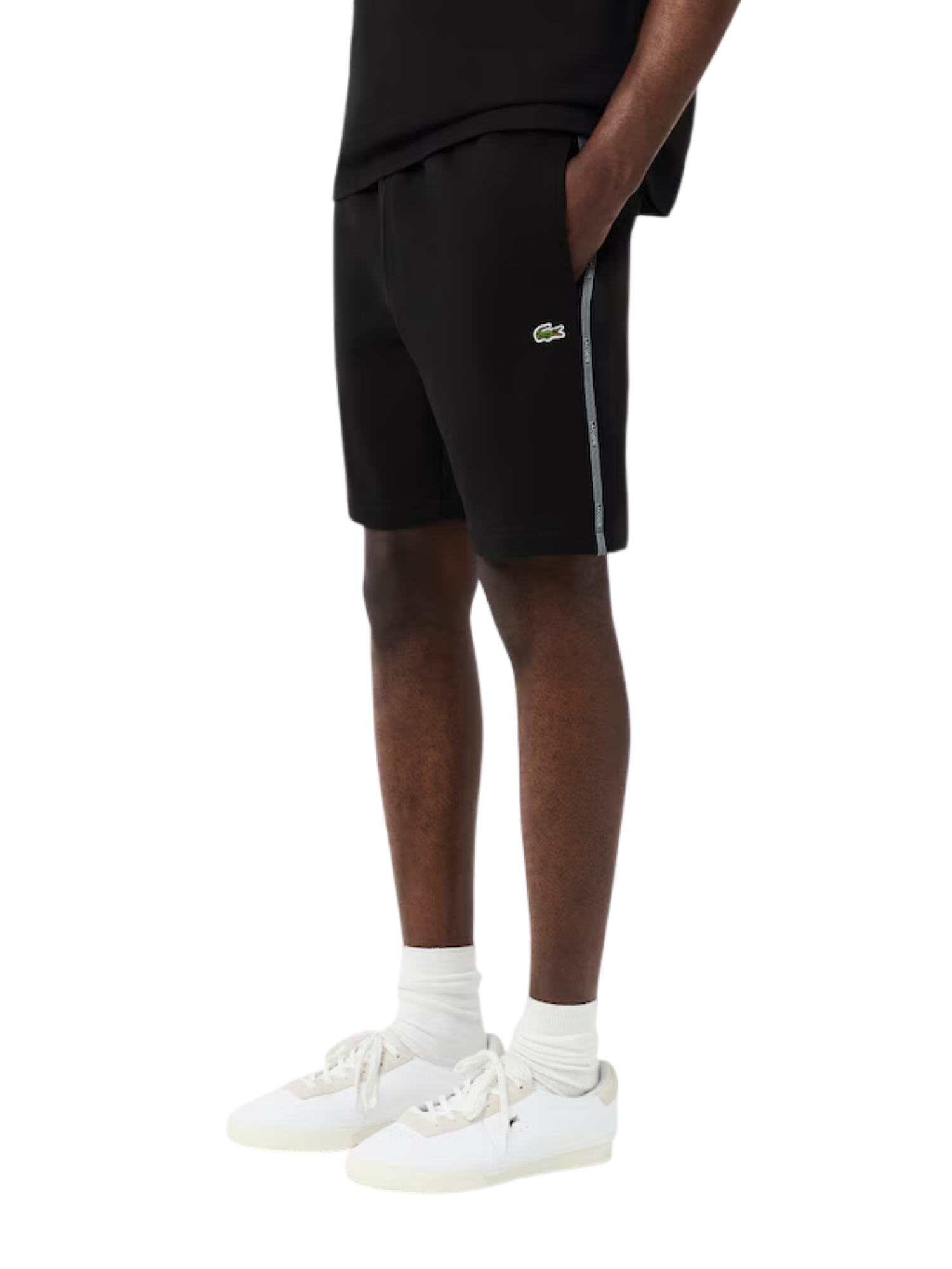 Lacoste bermuda uomo in felpa con banda logata nero GH0886 031 LACOSTE 