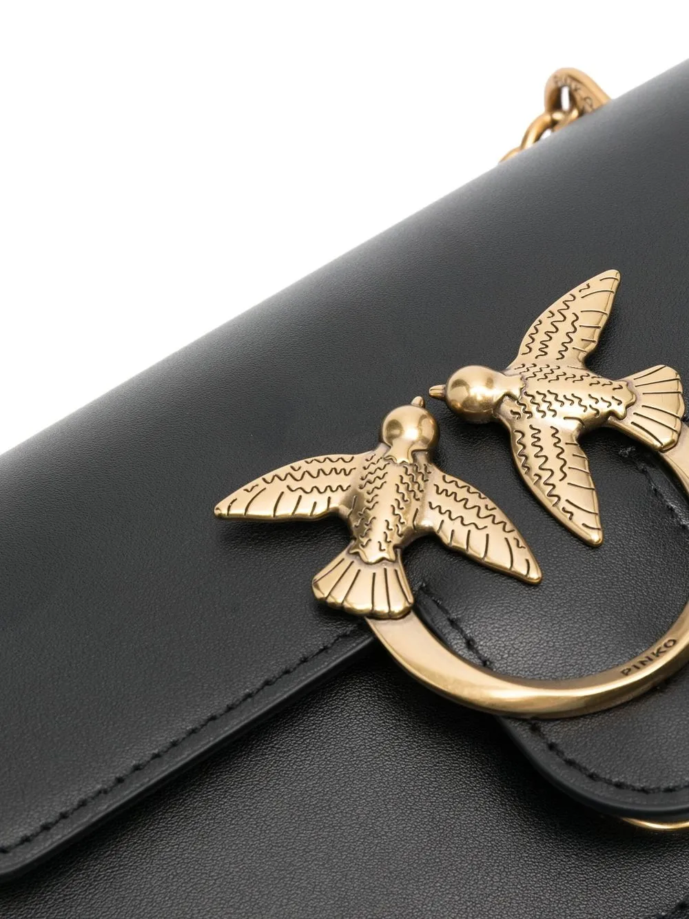 Pinko borsa Love One Mini in pelle con logo Love Birds beige oro 100074-A0F1 Z99Q PINKO 