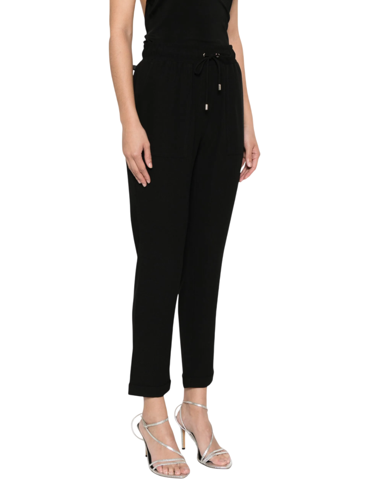 Liu Jo pantaloni in tessuto tecnico con banda gioiello nero TA5140TS423 22222 LIU JO 