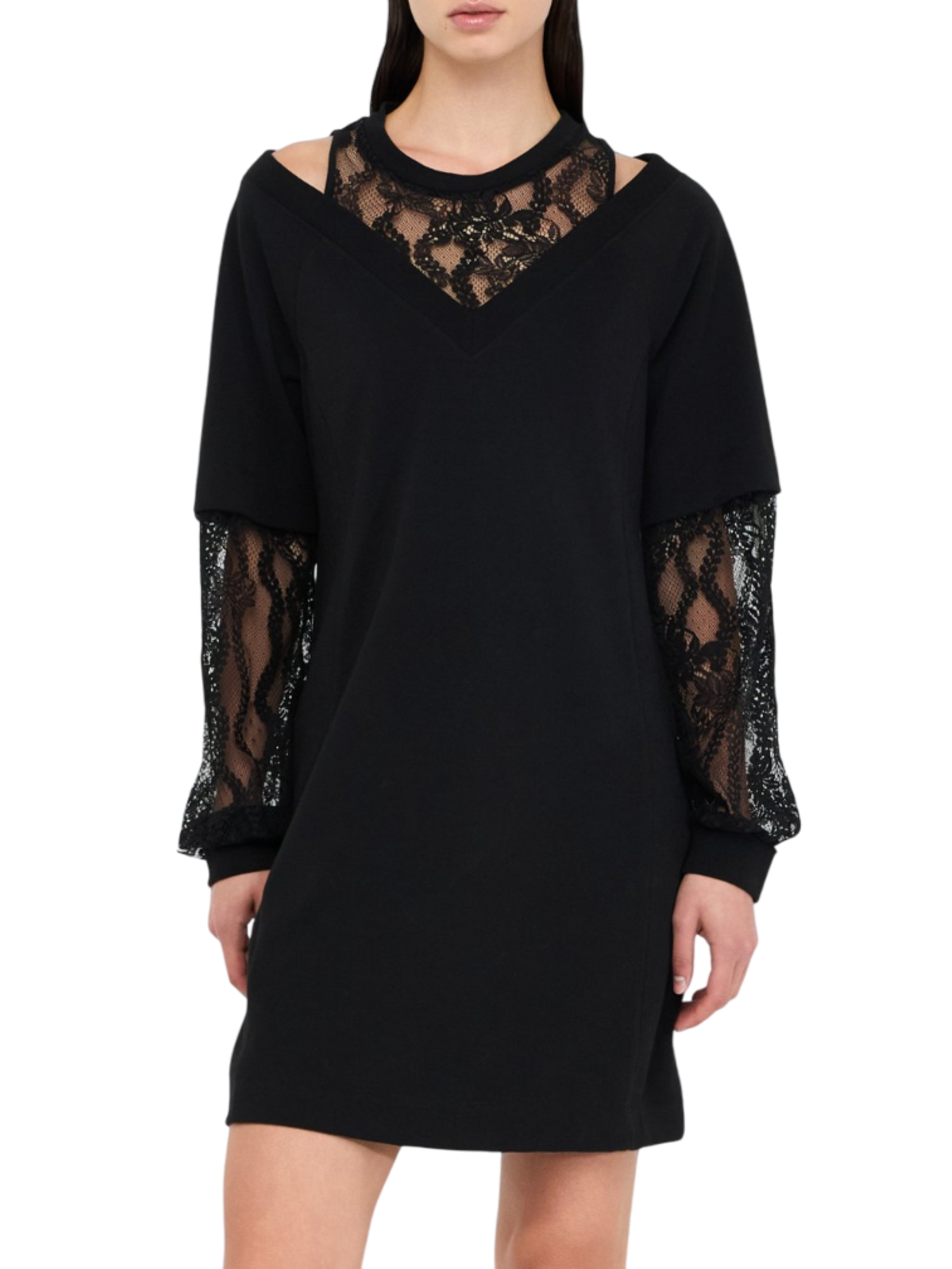 Liu Jo abito in felpa con pizzo nero TF5014J4523 03N66 LIU JO 