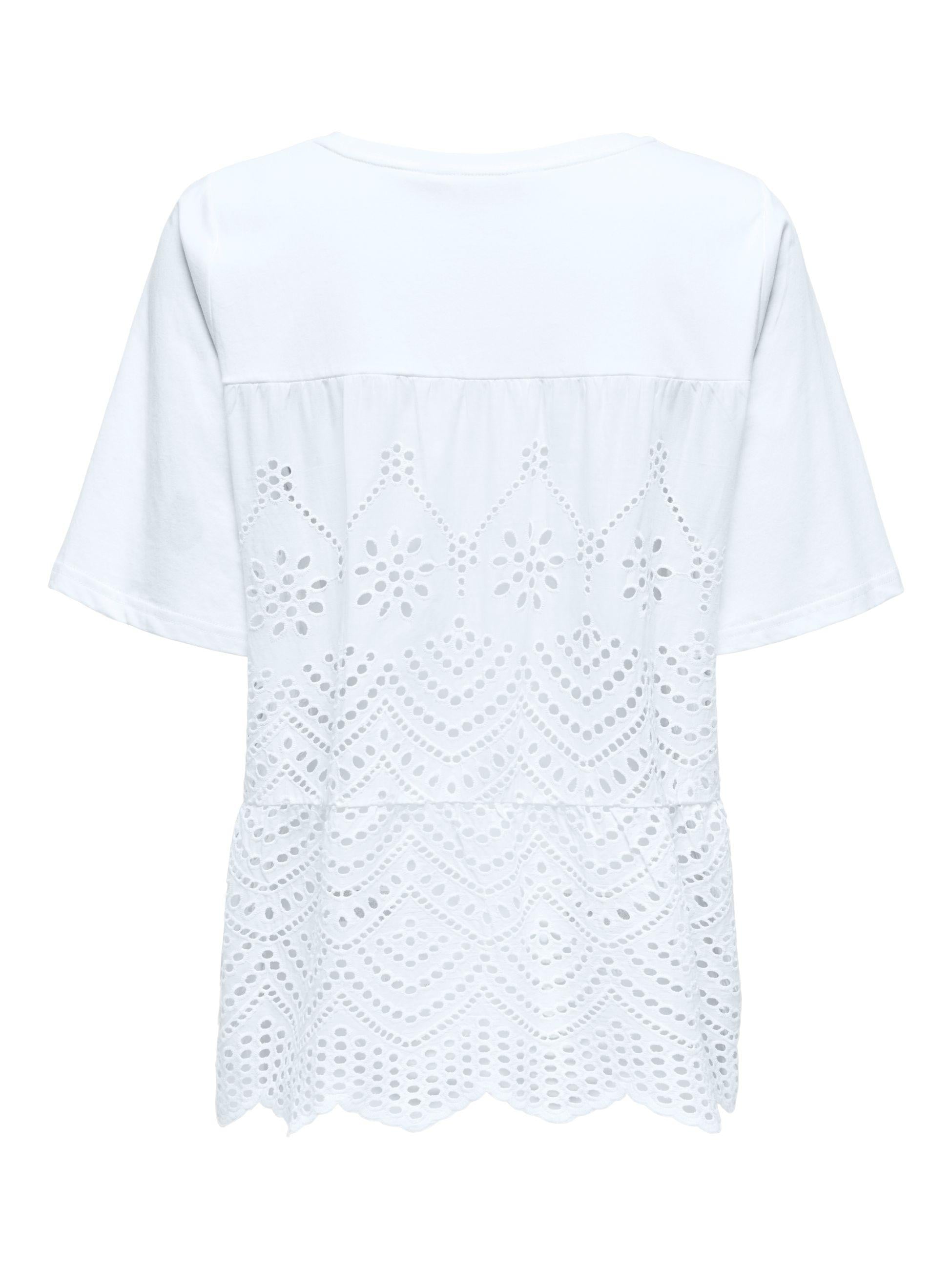 Only T-shirt in jersey con pizzo Sangallo bianco 15347786 BRIGHT WHITE ONLY 