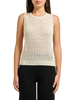 Yes Zee maglia smanicata traforata donna beige chiaro
