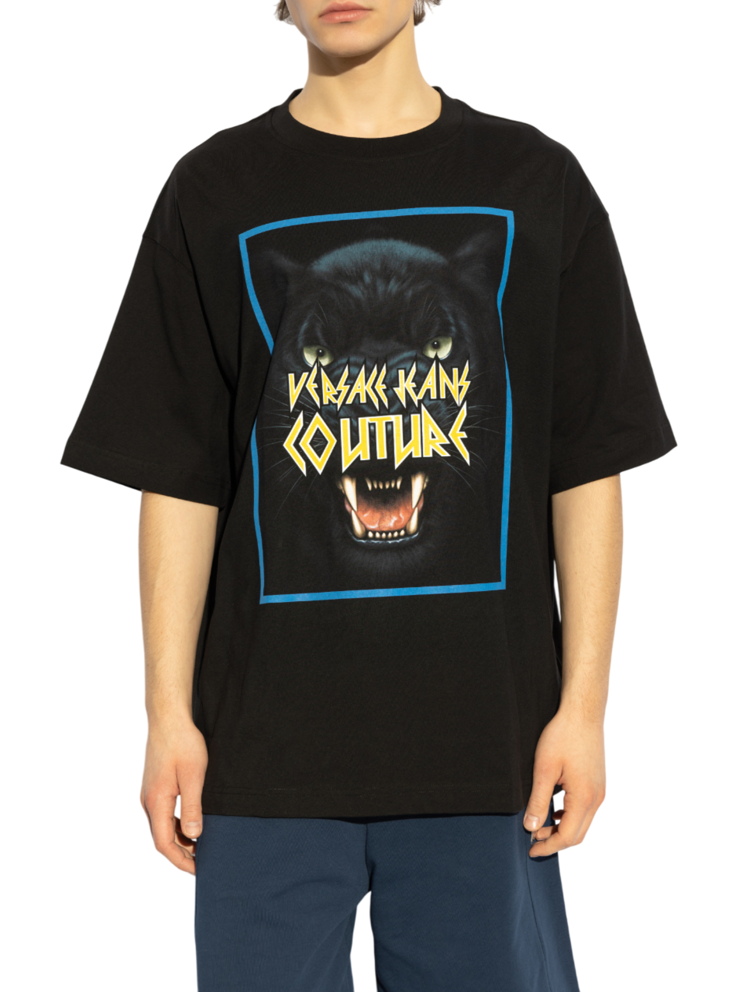 Versace Jeans Couture T-shirt manica corta con maxi logo nero 78GAHS02-CJ00S 899 VERSACE Jeans Couture 