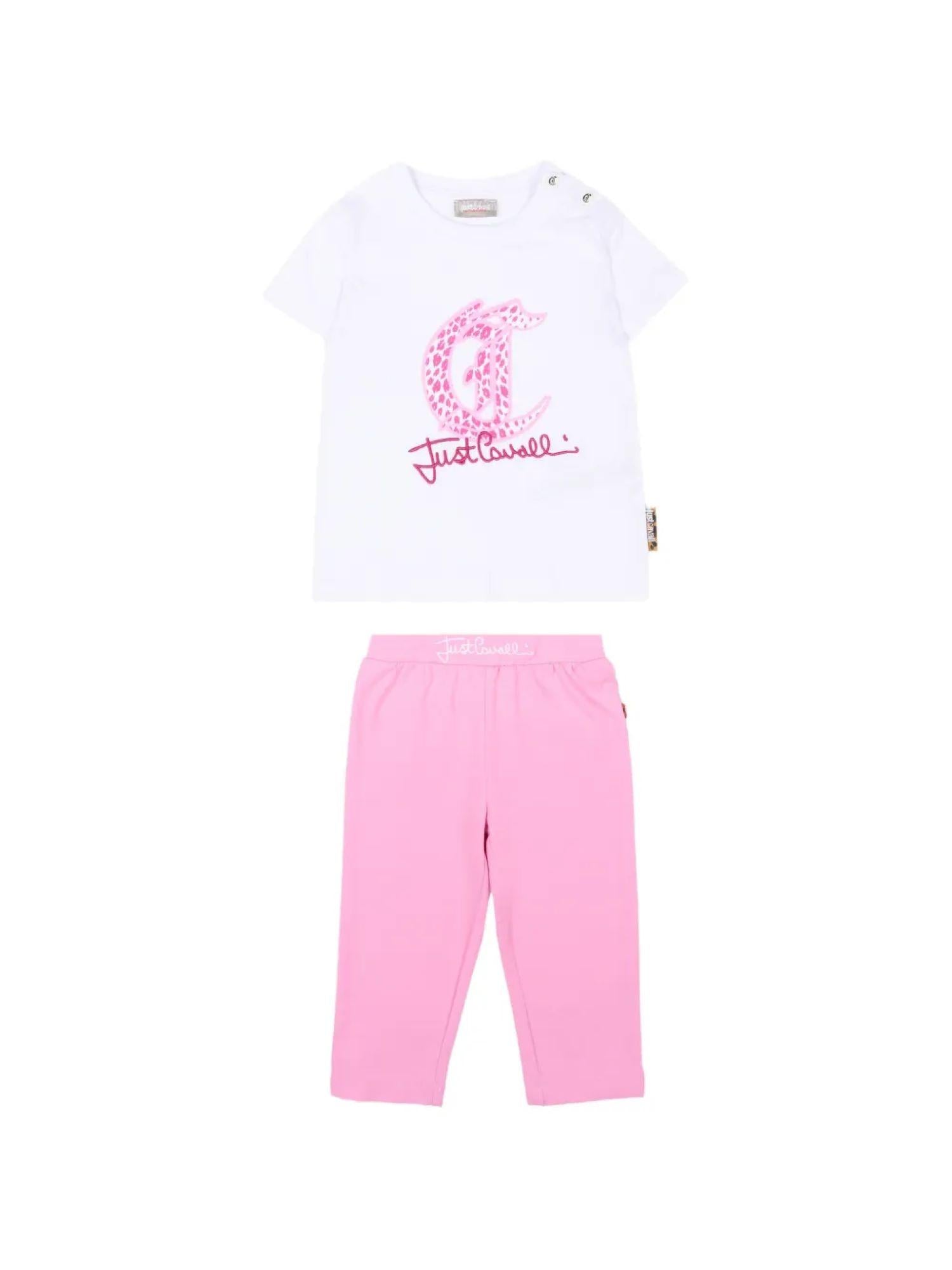 Just Cavalli completo neonata T-shirt e leggings bianco rosa JIP26015CJ WHITE-PINK BEGONIA JUST CAVALLI 