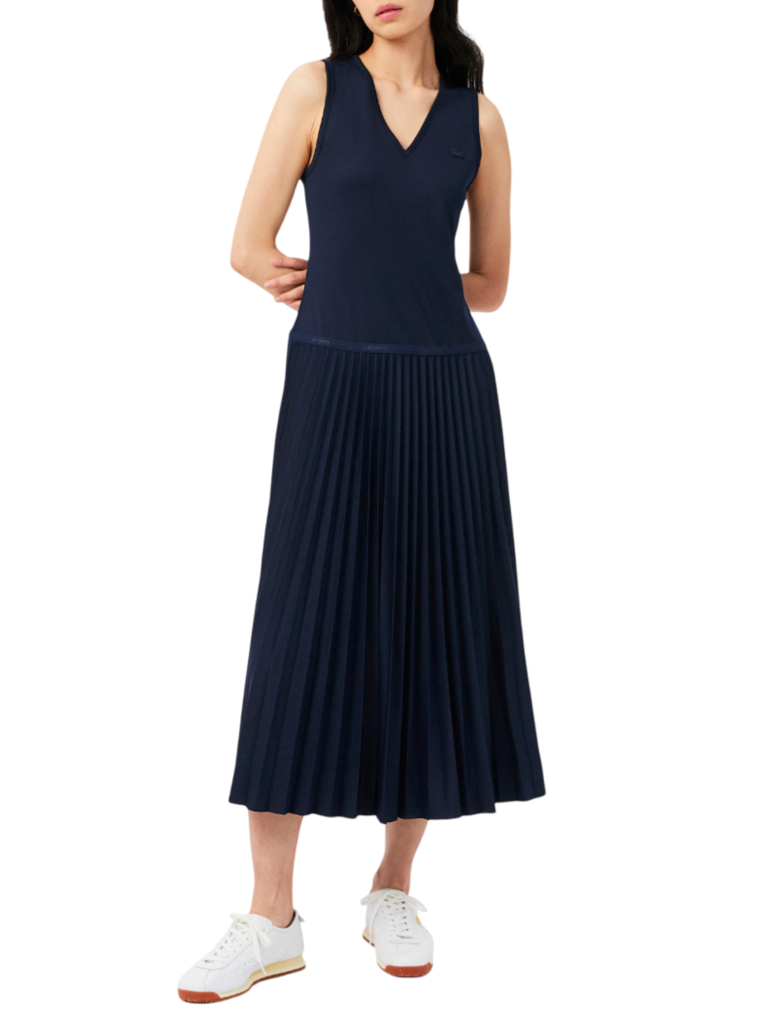 Lacoste abito lungo smanicato plissè blu EF2432 166 LACOSTE 