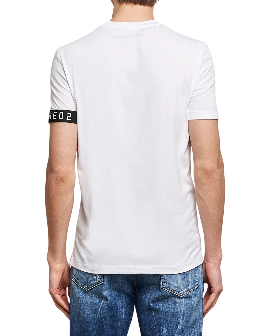 Dsquared2 T-shirt manica corta con banda logata bianco nero D9M3S5770 WHITE-BLACK DSQUARED2 