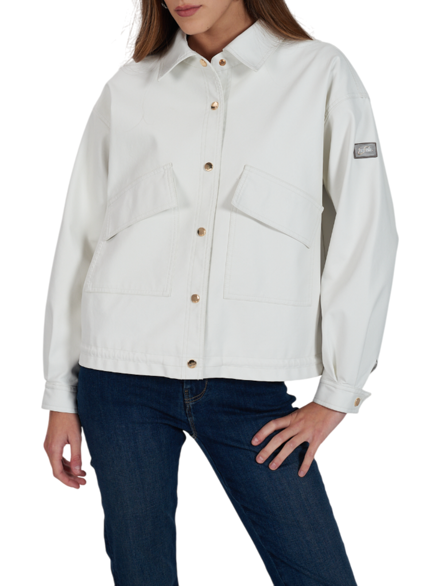 Yes Zee giacca in ecopelle con tasconi bianco latte G445-G100 0107 YES-ZEE 