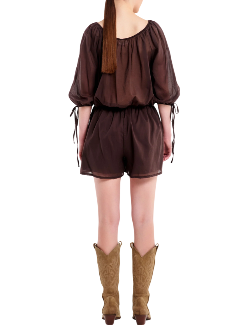Vicolo tuta jumpsuit corta con nappine marrone TD2999 MARRONE VICOLO 