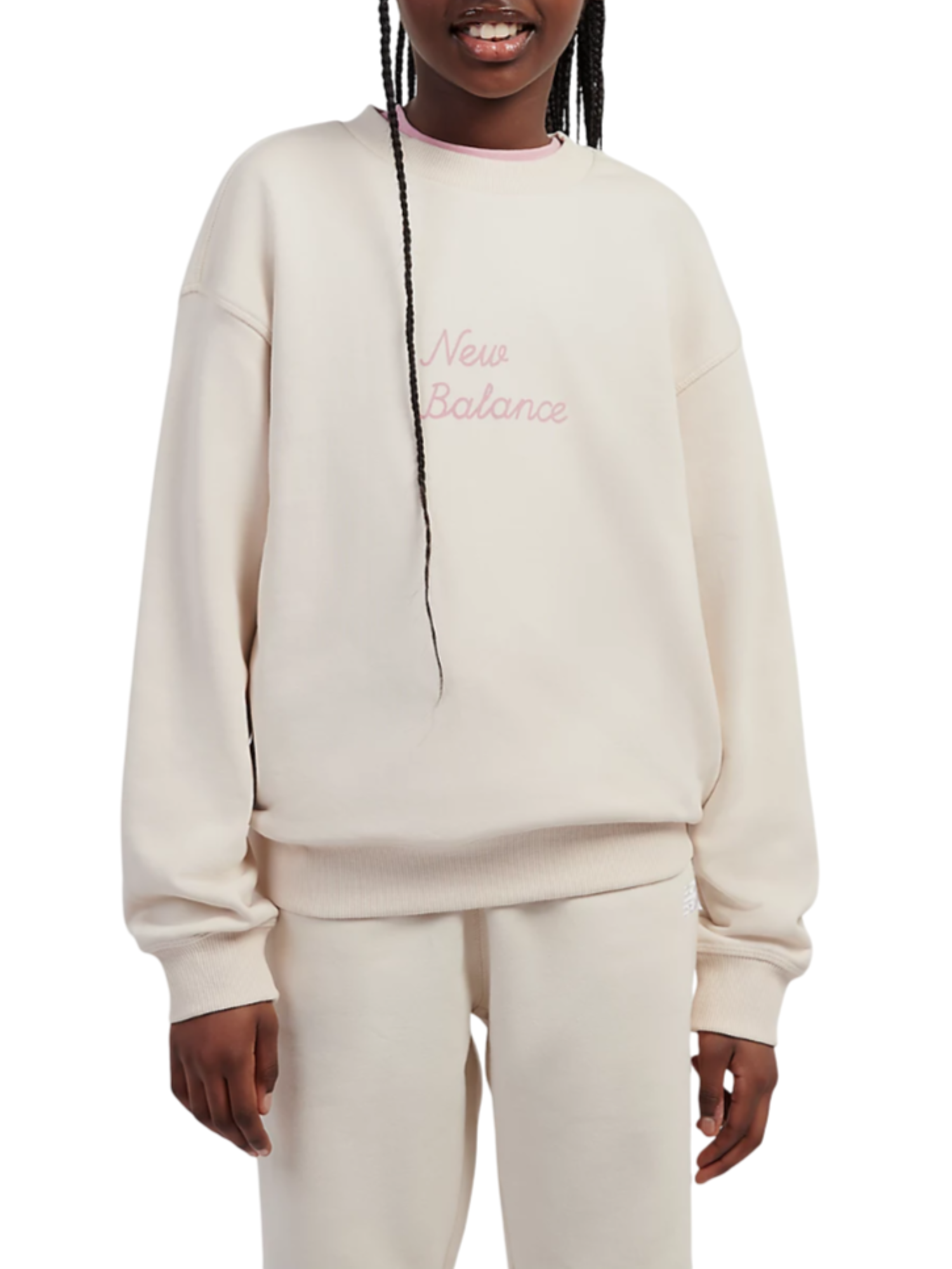 New Balance felpa bambina con stampe beige LAKG0203 BIS NEW BALANCE 