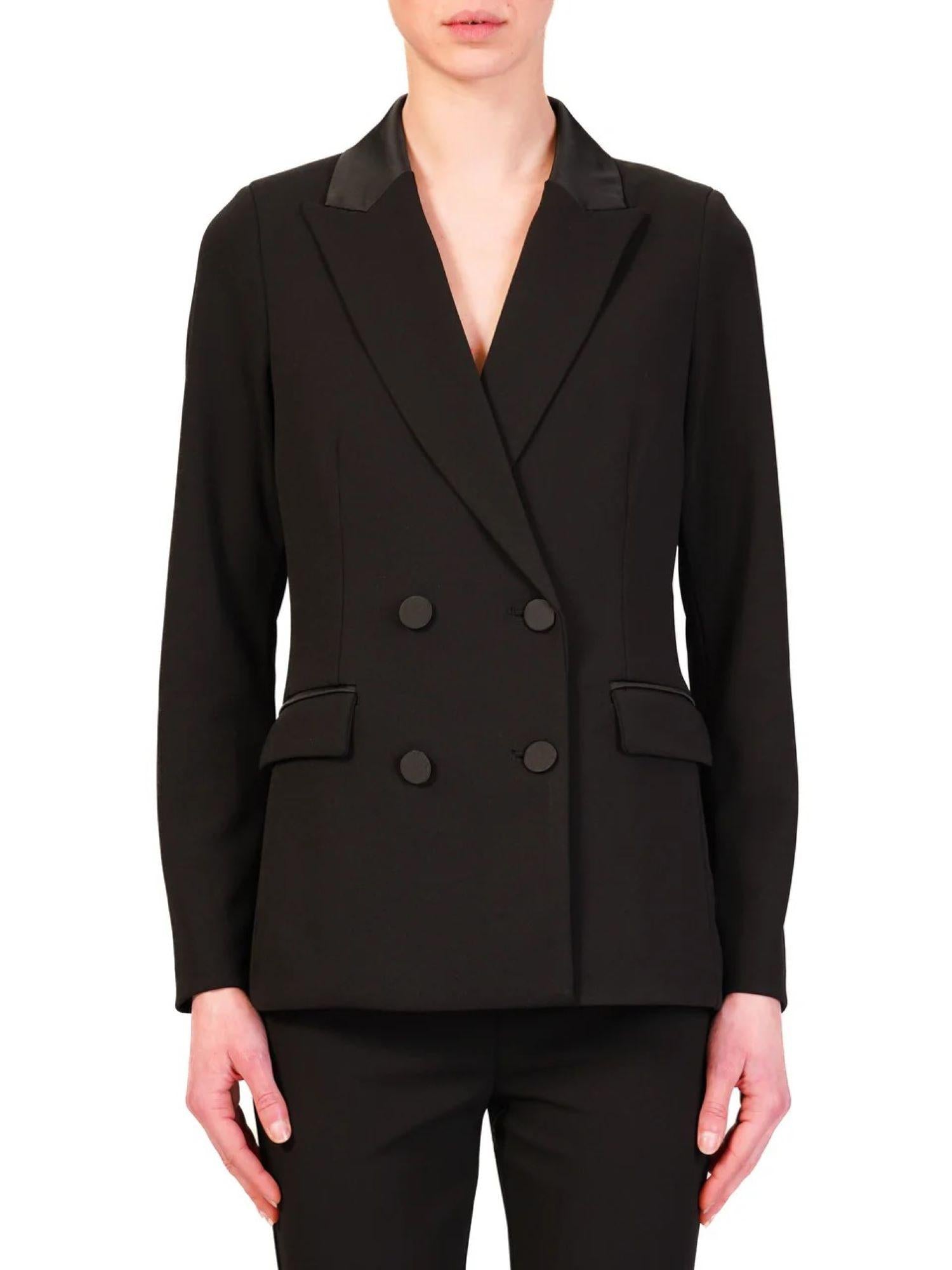 Vicolo giacca blazer doppiopetto in crepe nero TF0307 NERO VICOLO 