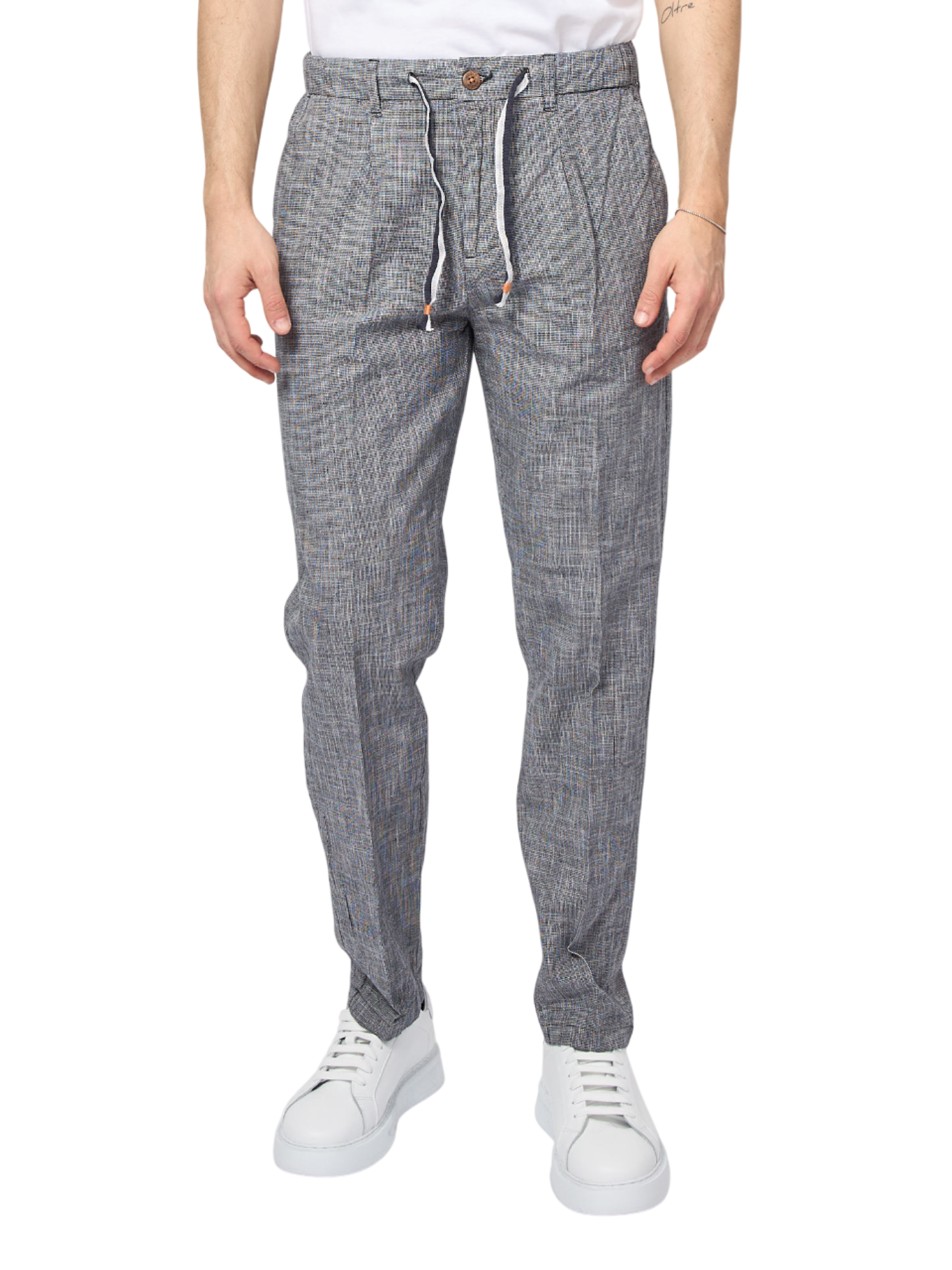 Yes Zee pantaloni a righe misto lino nero bianco P670-PF00 2003 YES-ZEE 