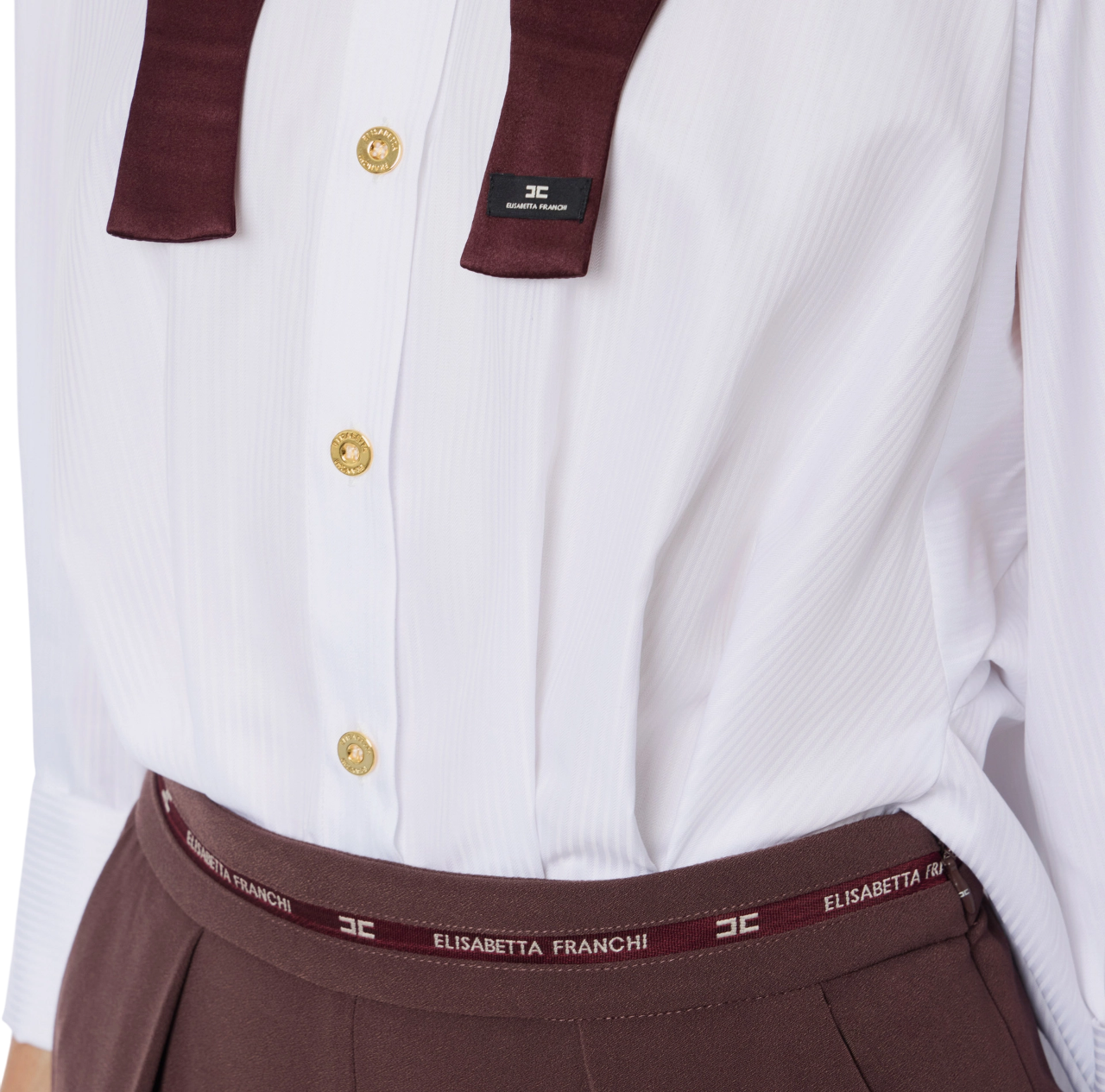 Elisabetta Franchi tuta jumpsuit con camicia bianco borgogna TU05656E2 EL5 ELISABETTA FRANCHI 