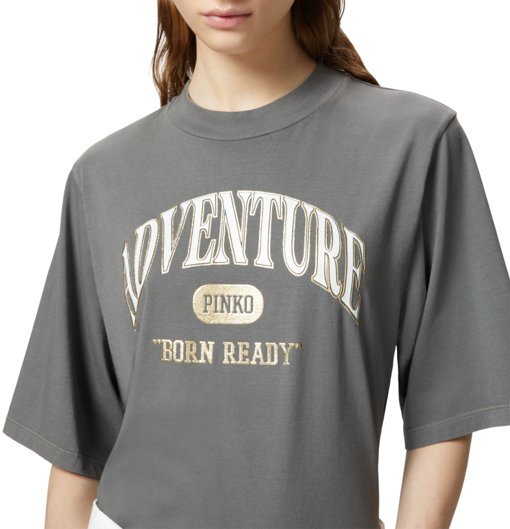 Pinko T-shirt manica corte Niamey con stampa grigio 104604-A2CS I63 PINKO 