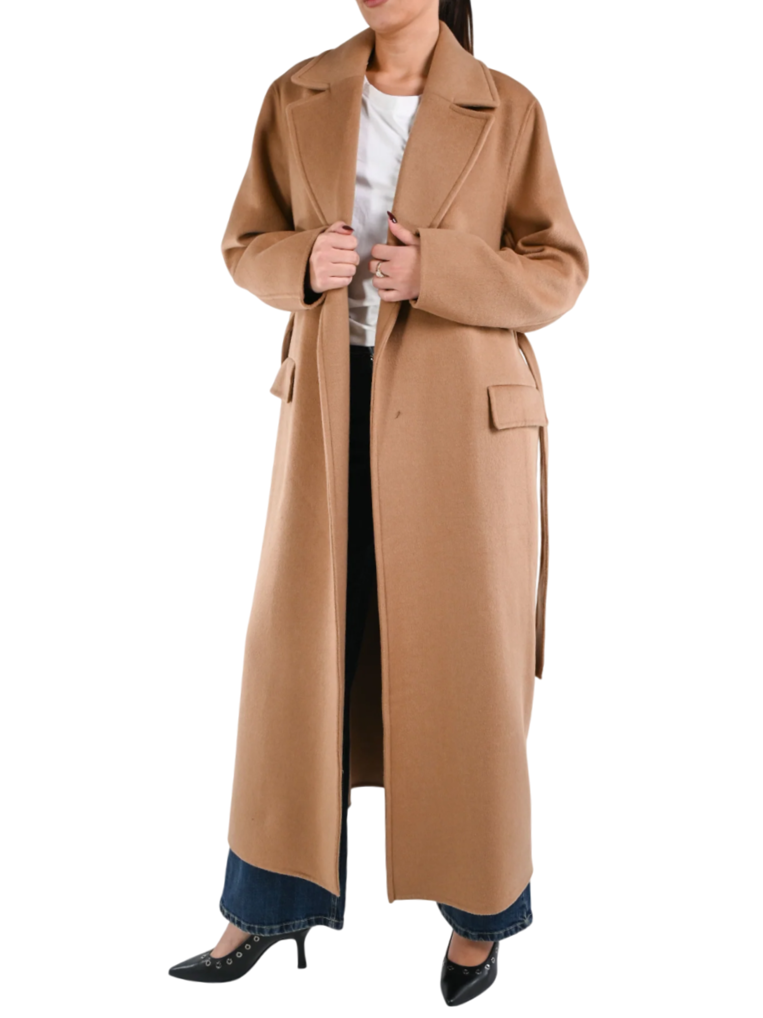 Vicolo cappotto lungo a vestaglia misto lana color cammello TF0058 CAMMELLO VICOLO 