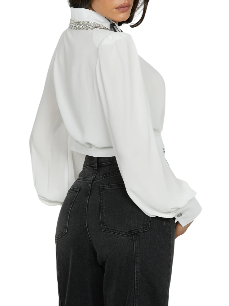 Relish camicia crop Kugatis con strass bianco latte KUGATIS 1101 RELISH 