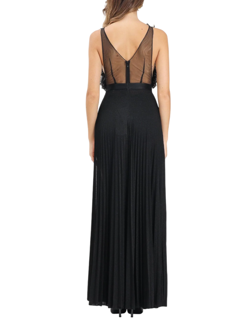 Elisabetta Franchi abito elegante Red Carpet in tulle e jersey nero ABR1957E2 110 ELISABETTA FRANCHI 