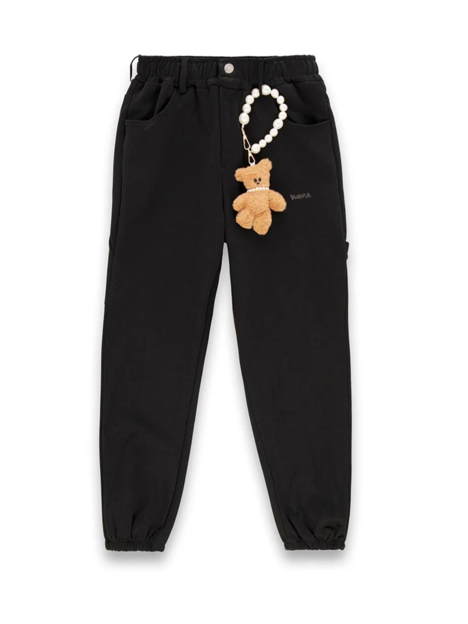 Disclaimer pantaloni donna in felpa con orsetto nero 55356 NERO DISCLAIMER 