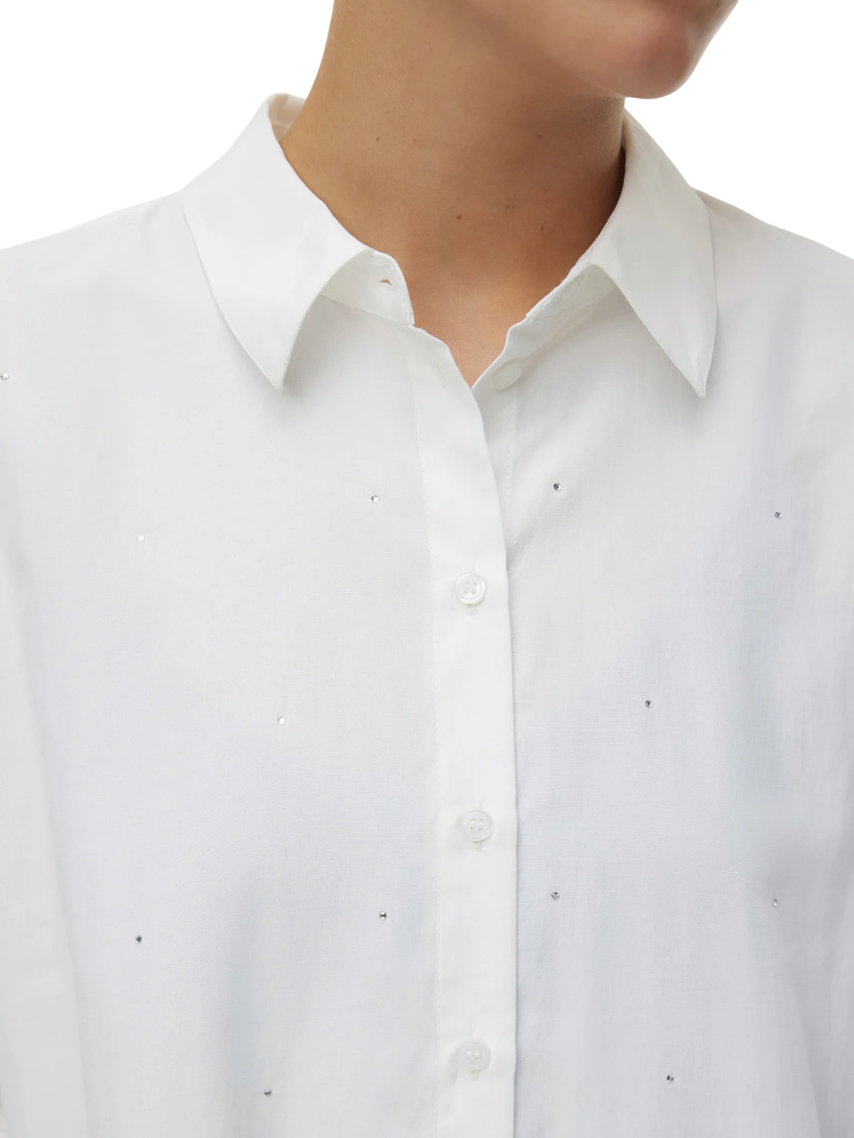 Vero Moda camicia manica lunga con strass bianco 10337791 BRIGHT WHITE-RHINESTONE SILVER VERO MODA 