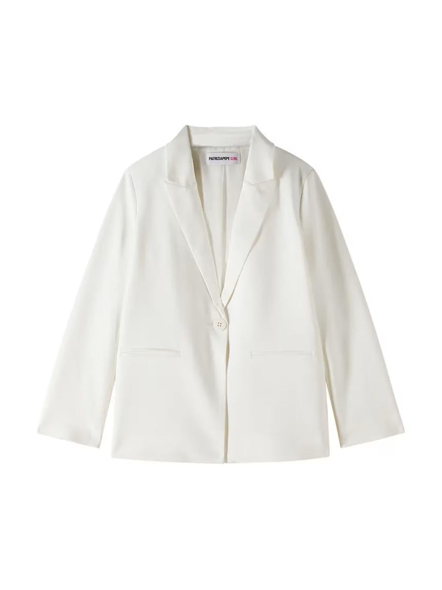 Patrizia Pepe giacca blazer bambina in tessuto crepe panna 7S1268-A555 W146 PATRIZIA PEPE 