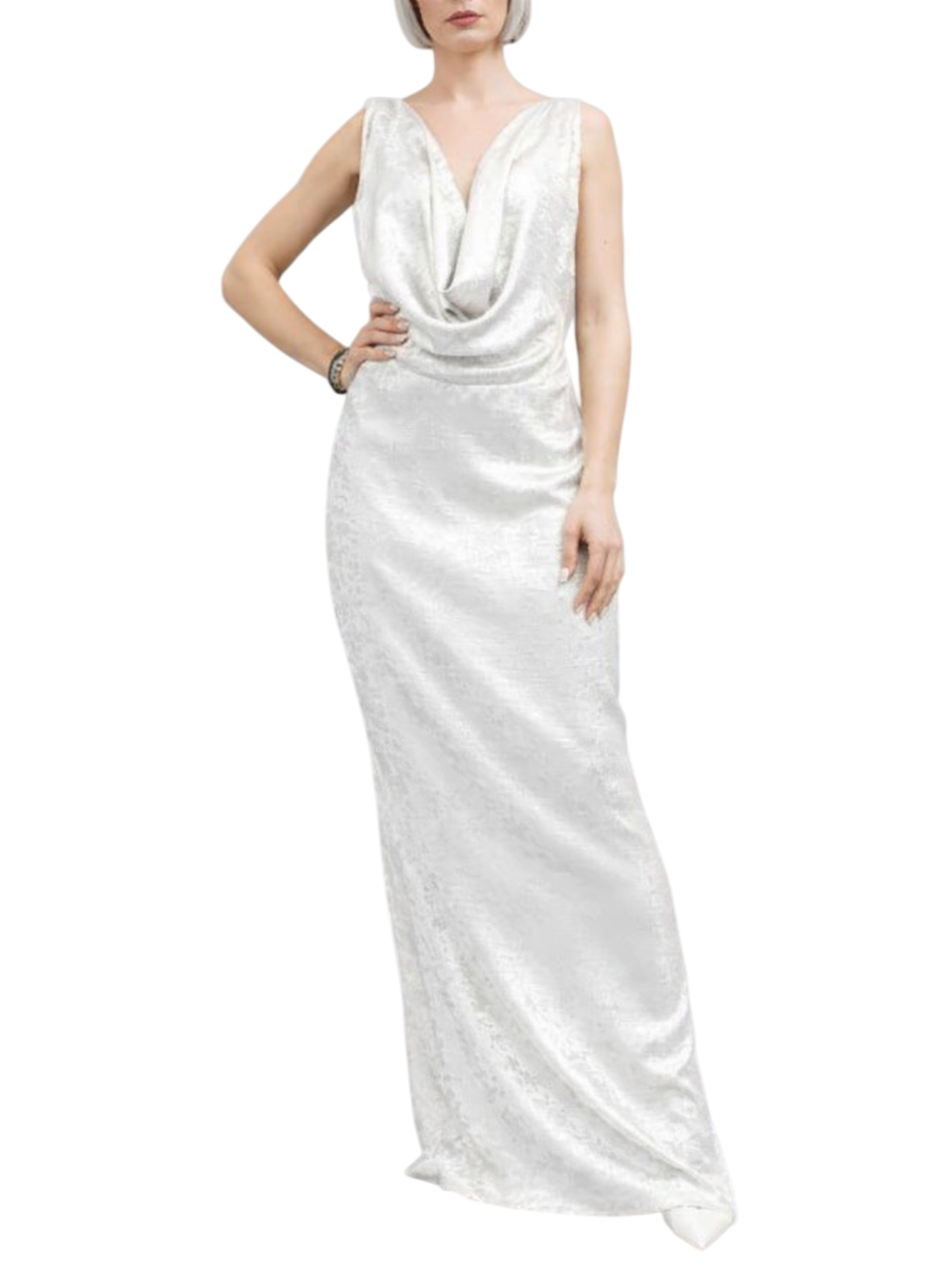 Silence abito lungo Valut laminato color champagne AB4216 WHITE SILENCE 