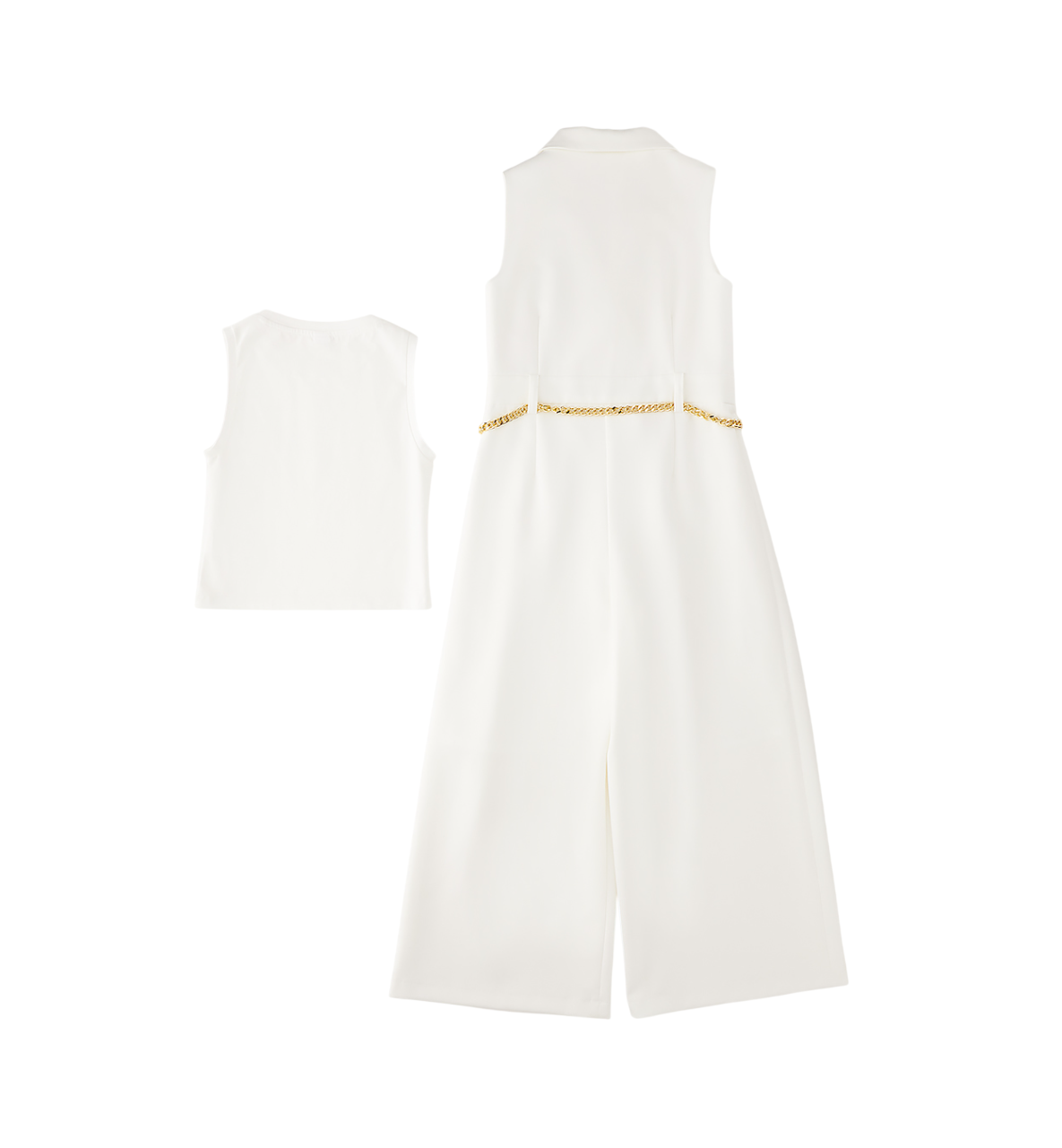 iDo tuta jumpsuit bambina con catenella panna 4G778 0112 iDO 