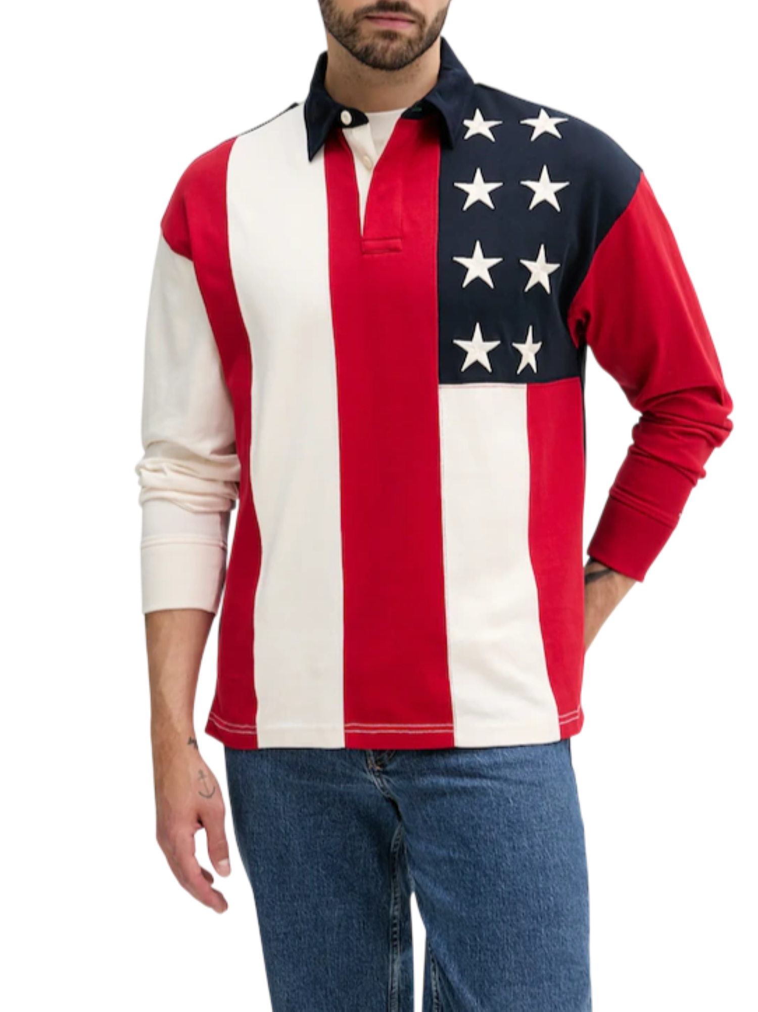 Tommy Hilfiger polo manica lunga blu bianco rosso MW0MW39690 DW5 Tommy Hilfiger 