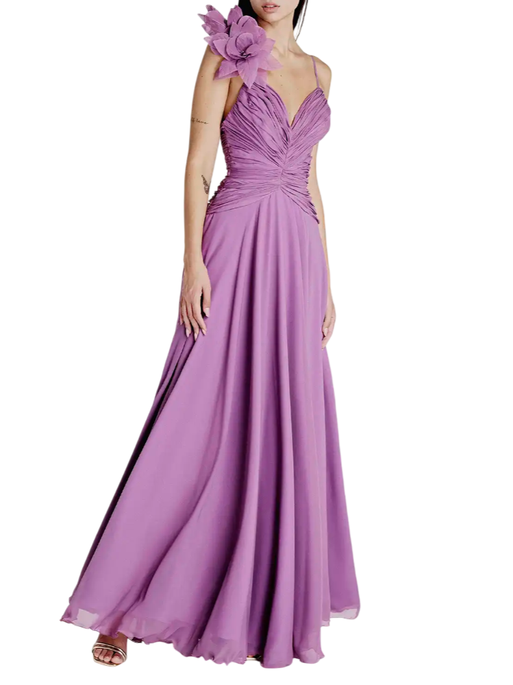 Atelier Legora abito elegante con corpino drappeggiato lilla AT120 LILIAC A.LEGORA 