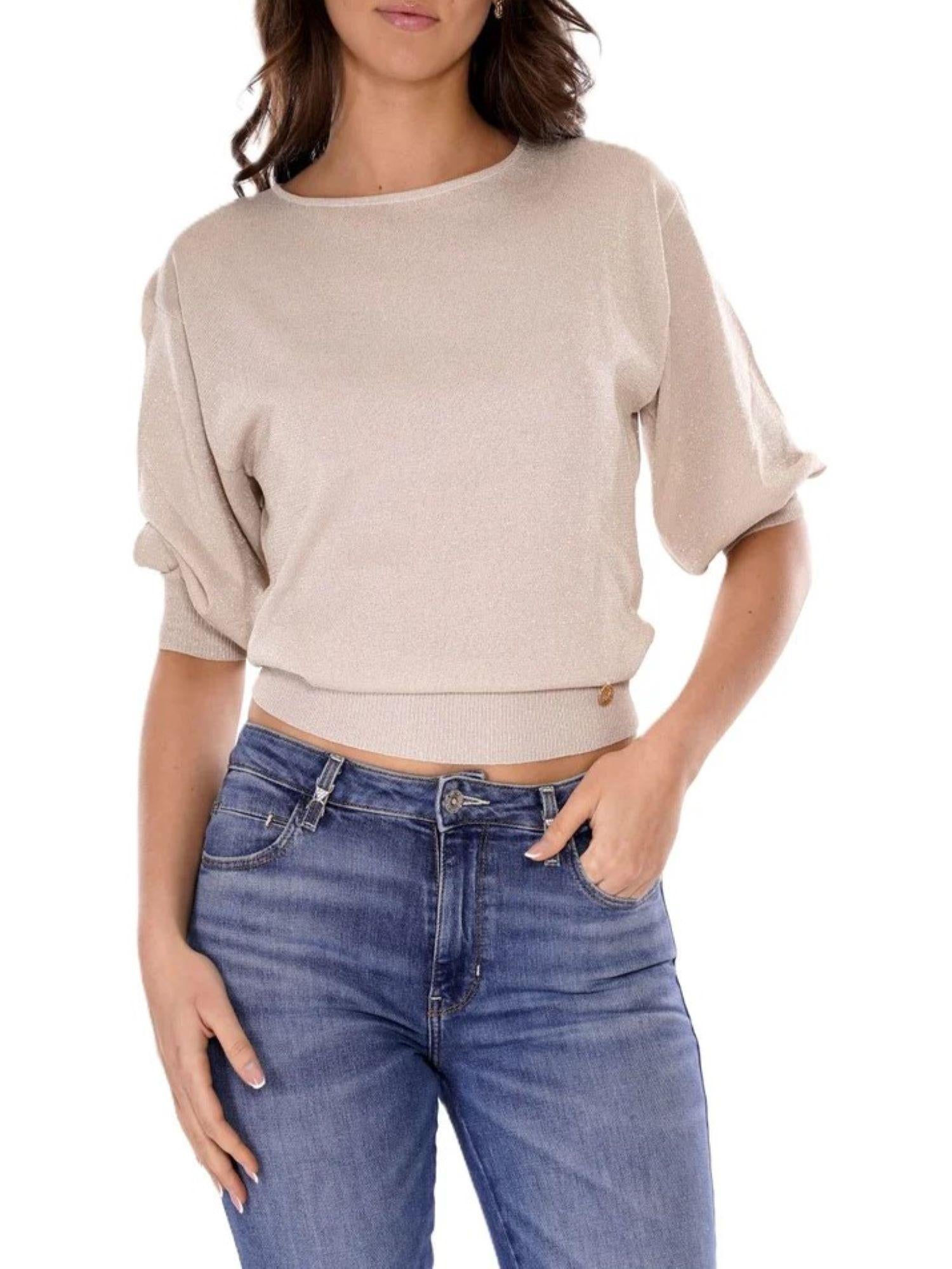 Yes Zee maglia con scollo a barchetta beige M415-LH00 0222 YES-ZEE 