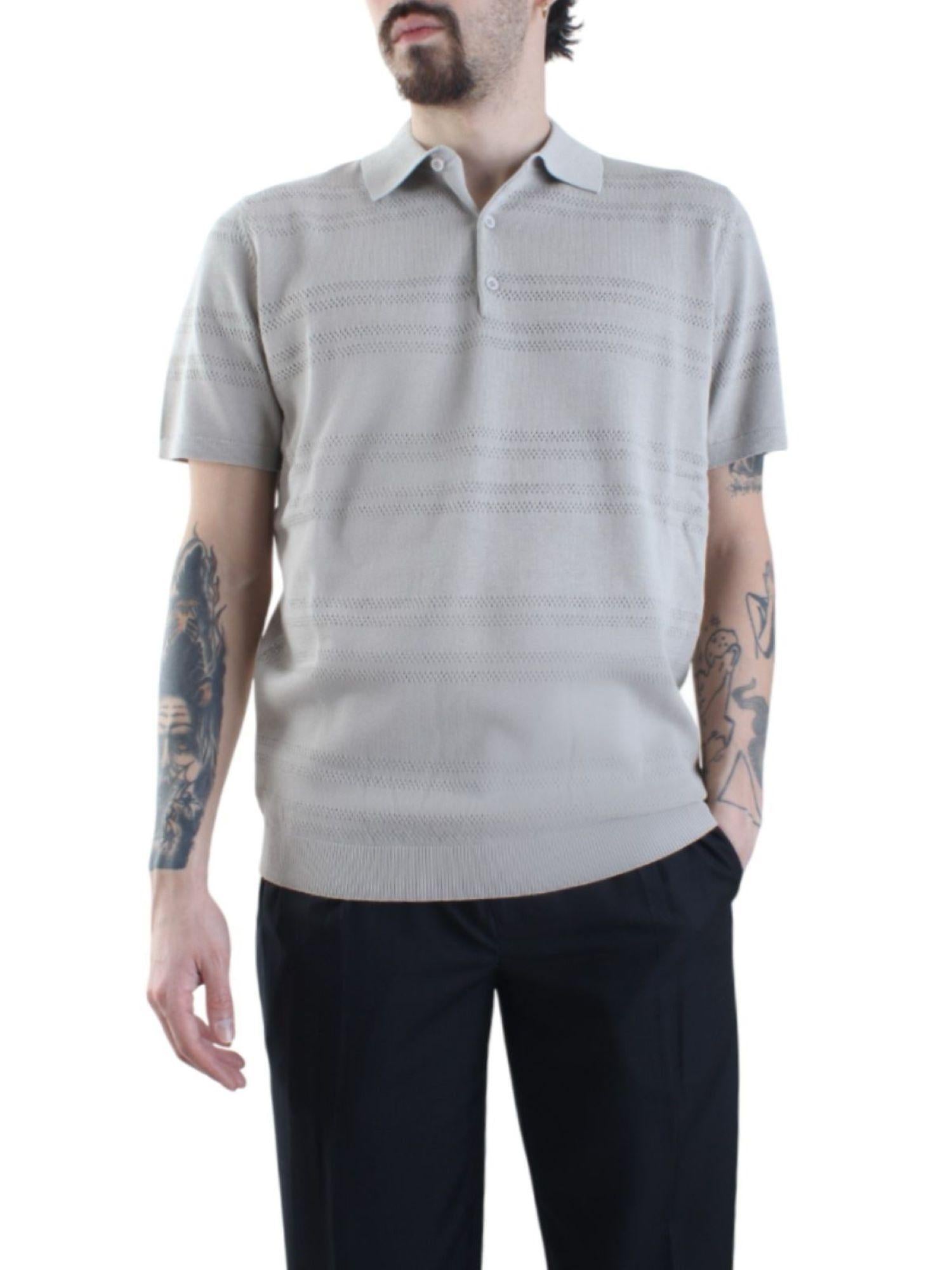 Opificio 4.0 polo manica corta in maglia traforata ecrù 651113 CORDA Opificio 4.0 