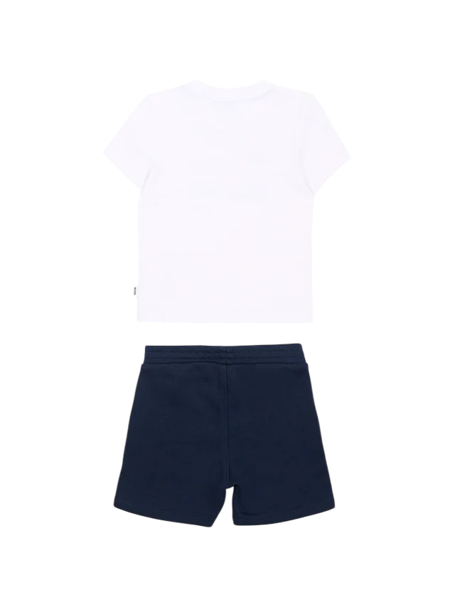 Boss completo neonato T-shirt e shorts bianco blu J52847 MARINE BOSS 