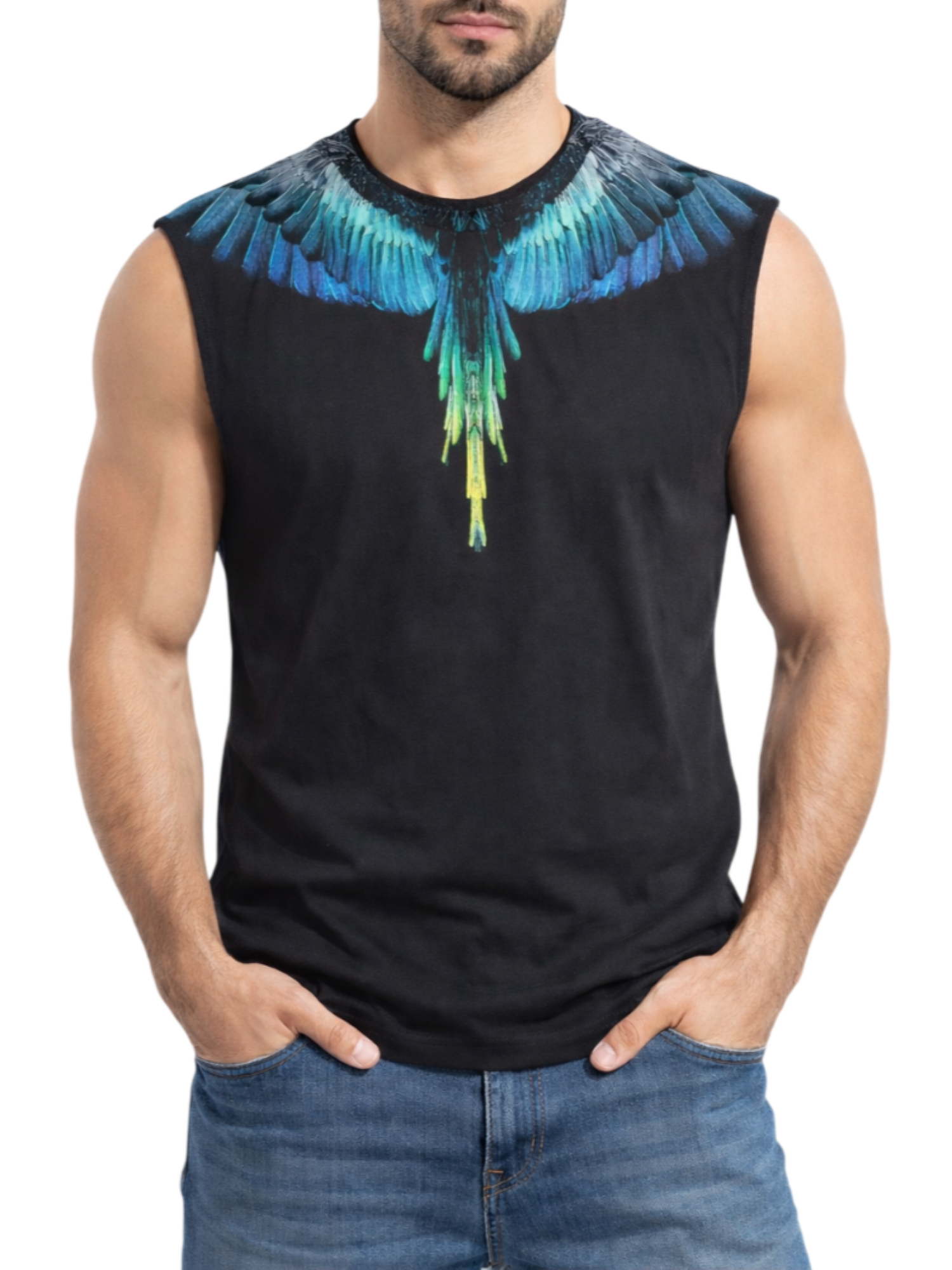 County of Milan T-shirt smanicata uomo stampa iconica nero CMMATH023 110 COUNTY OF MILAN 