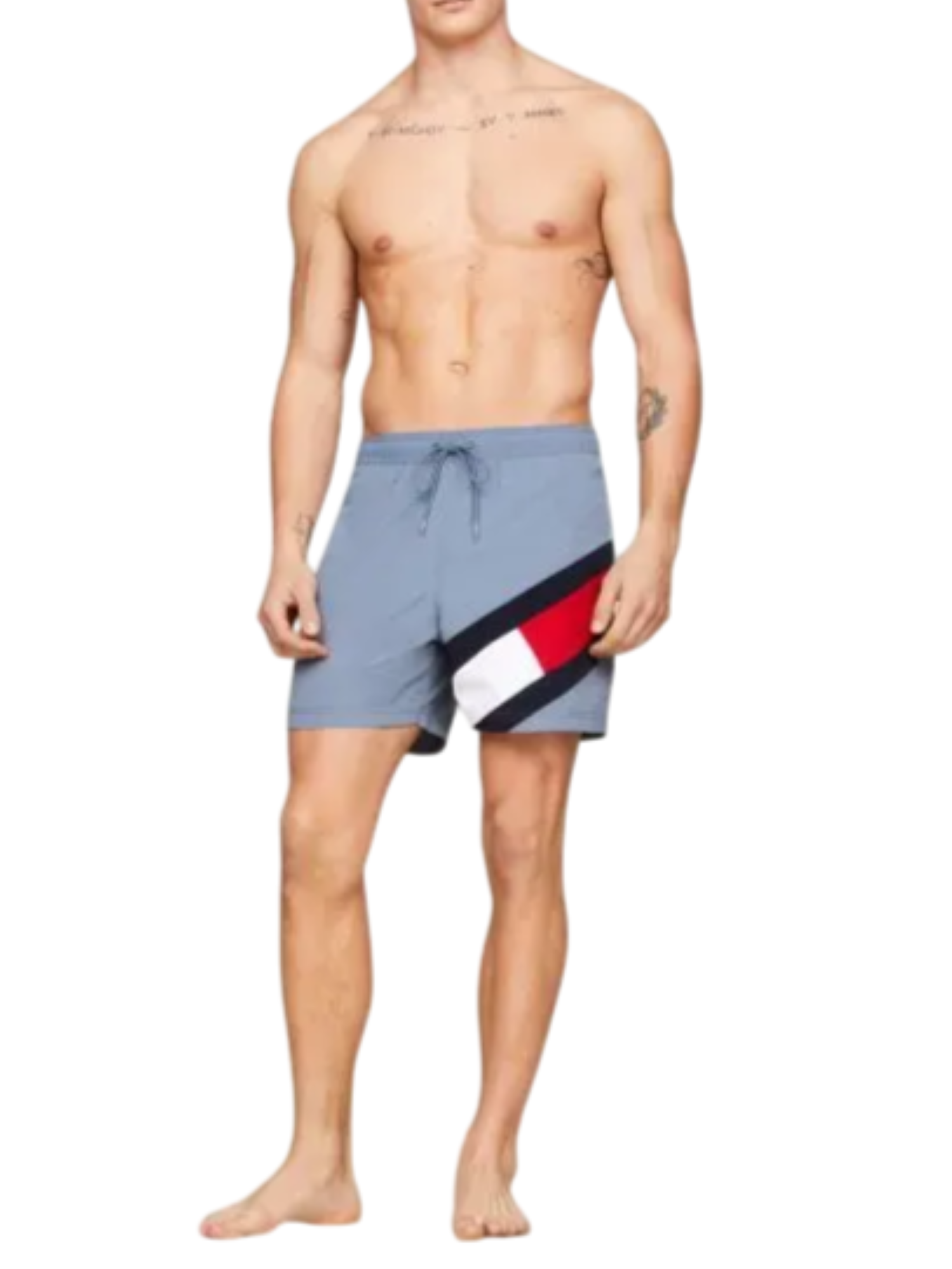 Tommy Hilfiger boxer mare con bandierina iconica blu avio UM0UM02048 DYM Tommy Hilfiger beachwear 