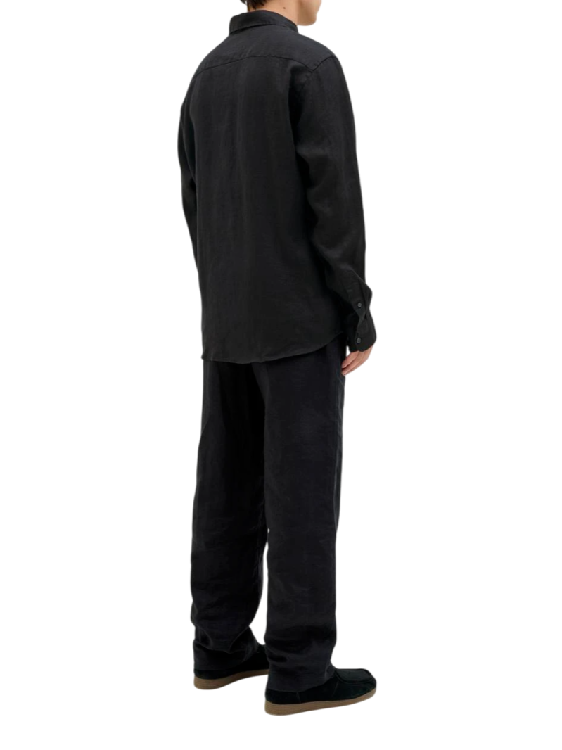 Jack&Jones camicia manica lunga in lino nero 12273907 TAP SHOE JACK&JONES 