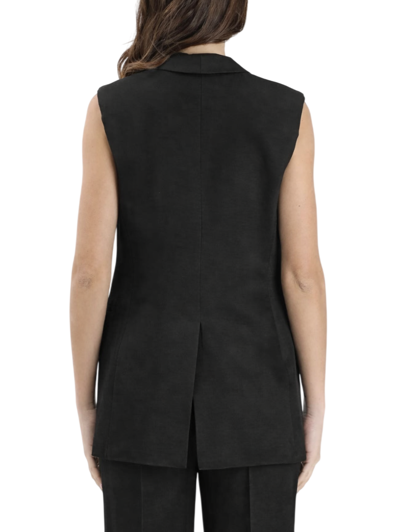 Vicolo gilet misto lino e viscosa nero TAB0243 NERO VICOLO 