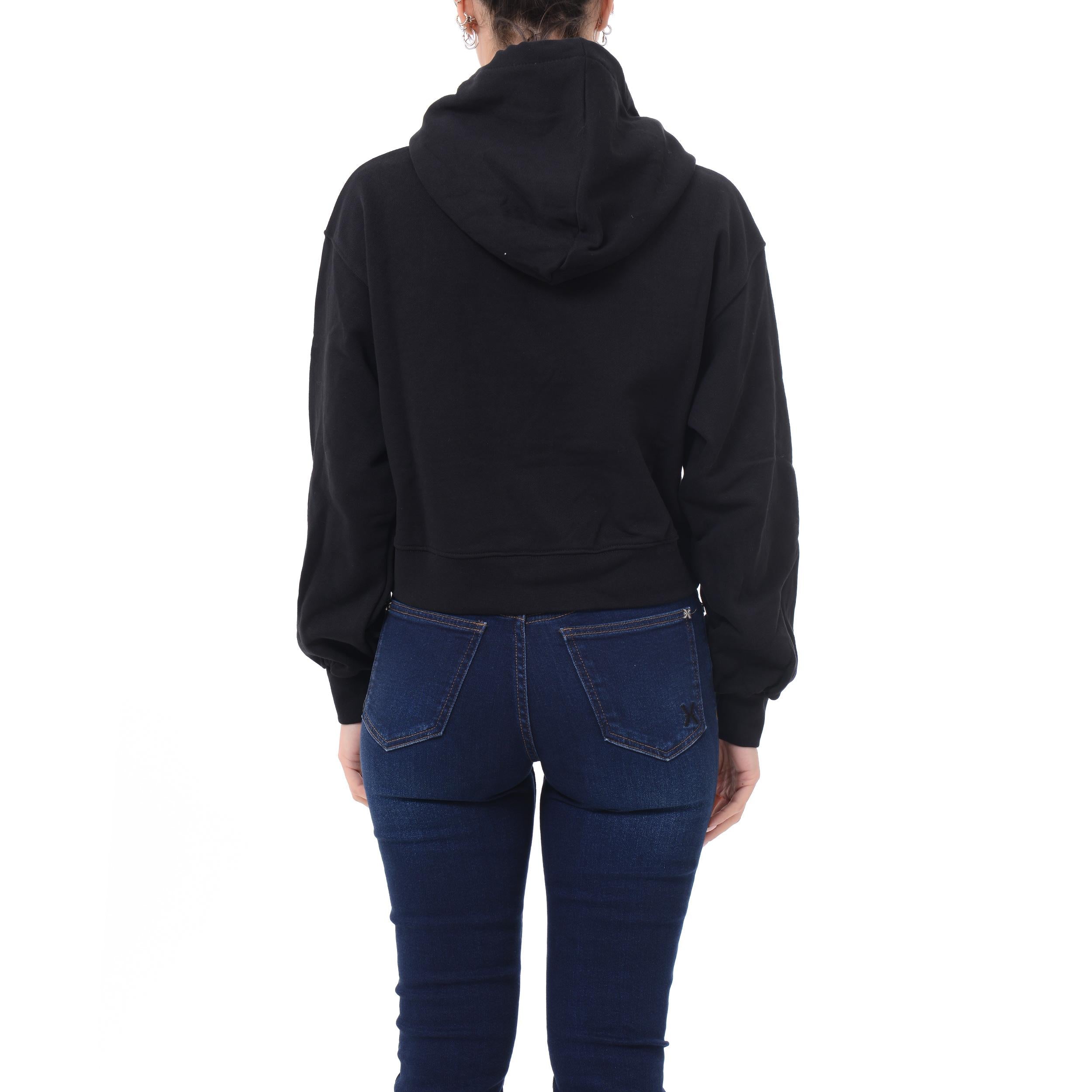 Disclaimer felpa crop con cappuccio e laccetti strass nero 55058 NERO DISCLAIMER 