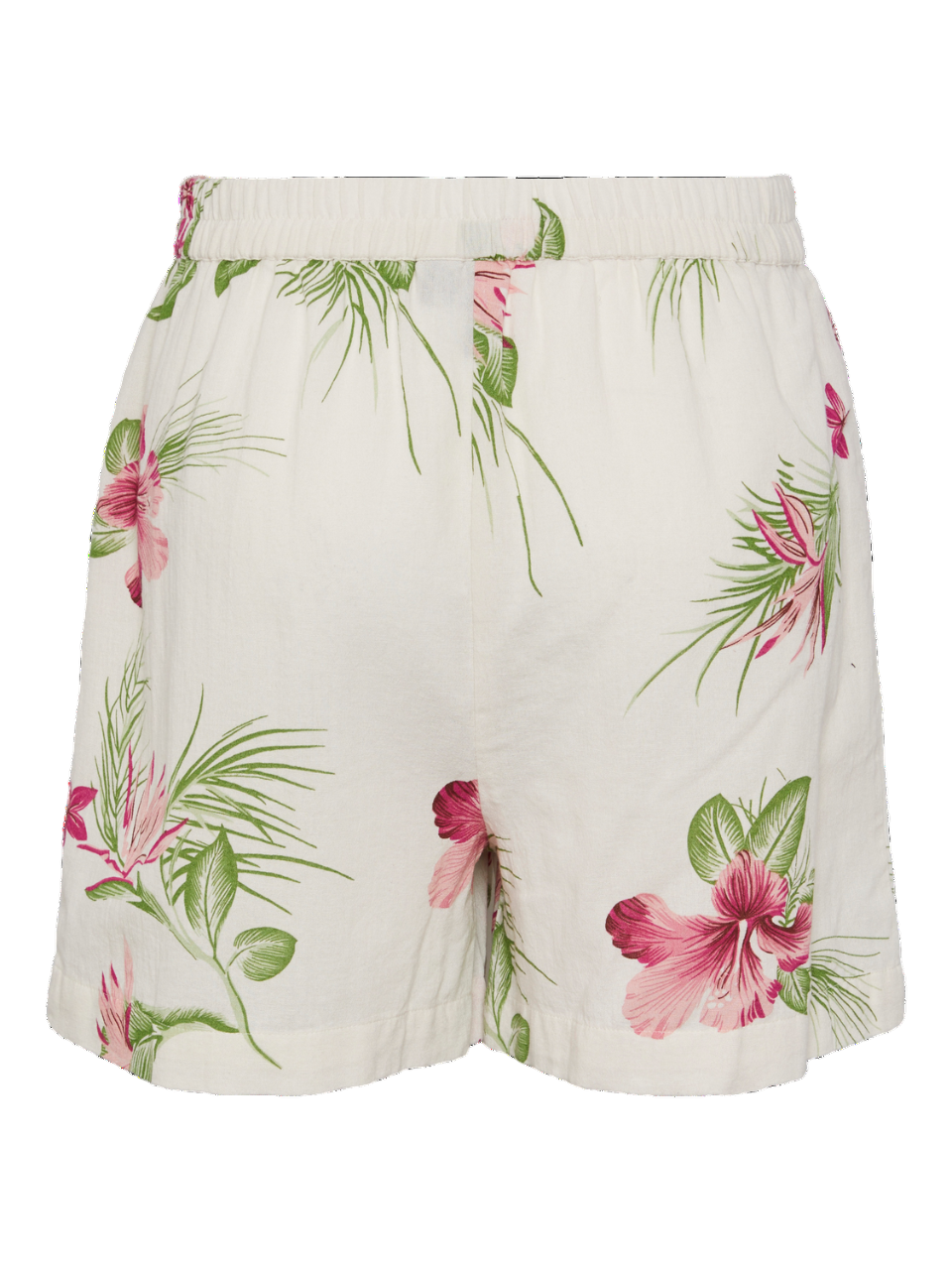 Pieces shorts in tessuto con fantasia florelae beige 17147743 EGGNOG-PARADISE BIG PIECES 