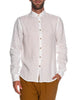 Yes Zee camicia maniche lunghe in lino con collo francese bianco