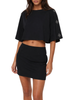 County of Milan T-shirt crop donna con logo strass nero
